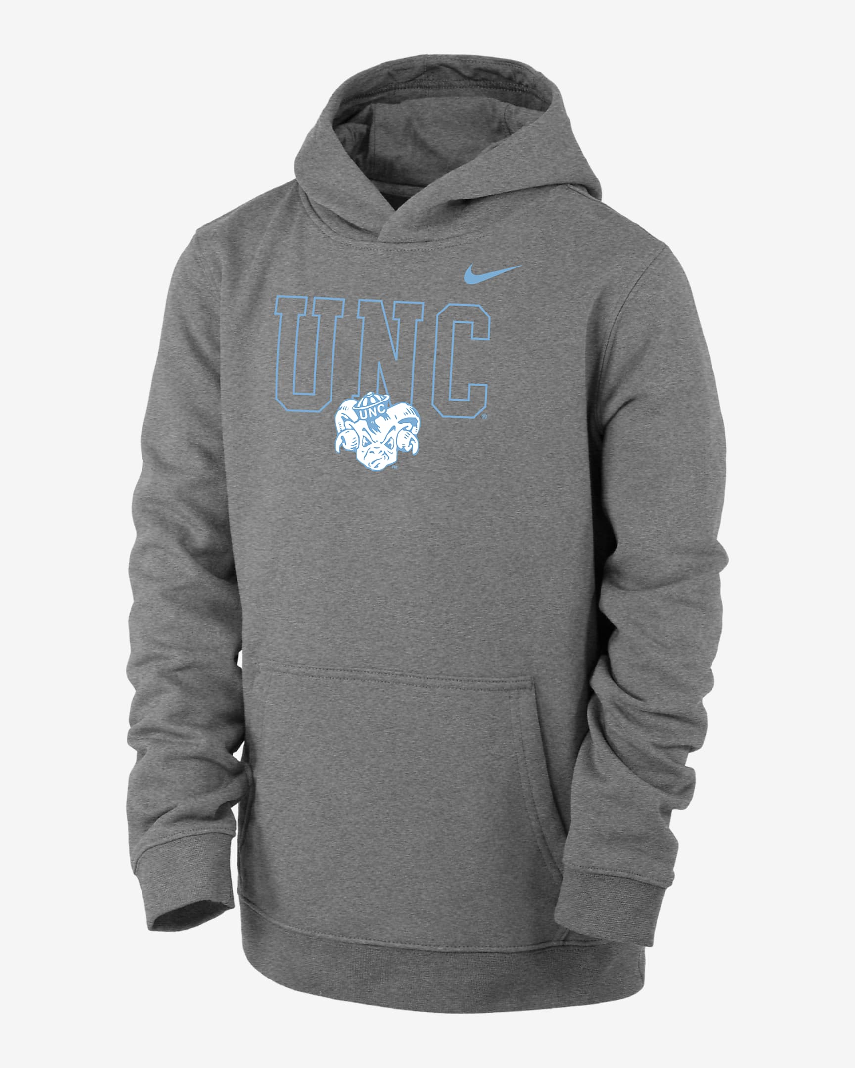 UNC Club Fleece Big Kids' (Boys') Nike College Hoodie - Dark Grey Heather