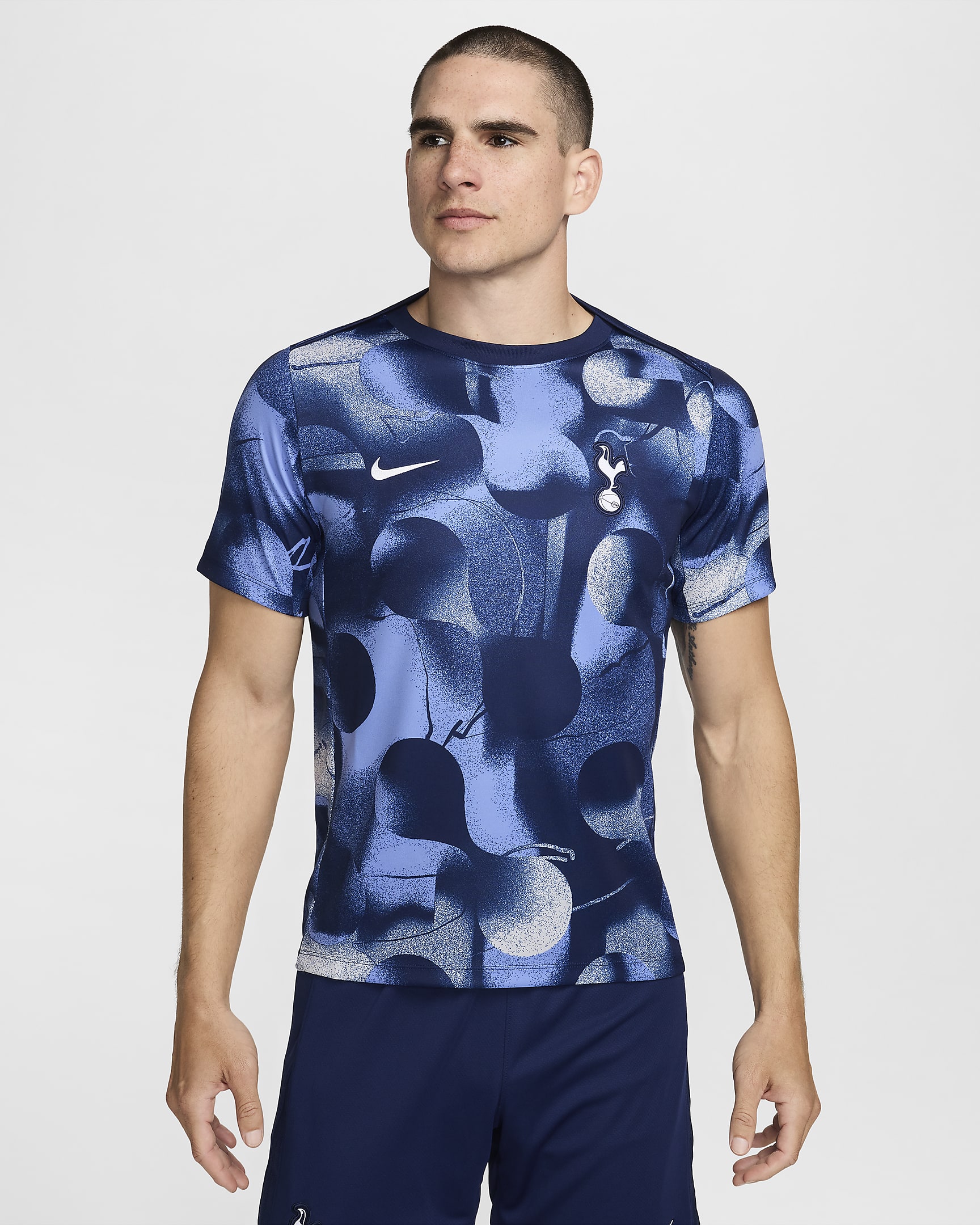 Tottenham Hotspur Academy Pro Nike Dri-FIT warming-upvoetbaltop met korte mouwen voor heren - Binary Blue/Wit