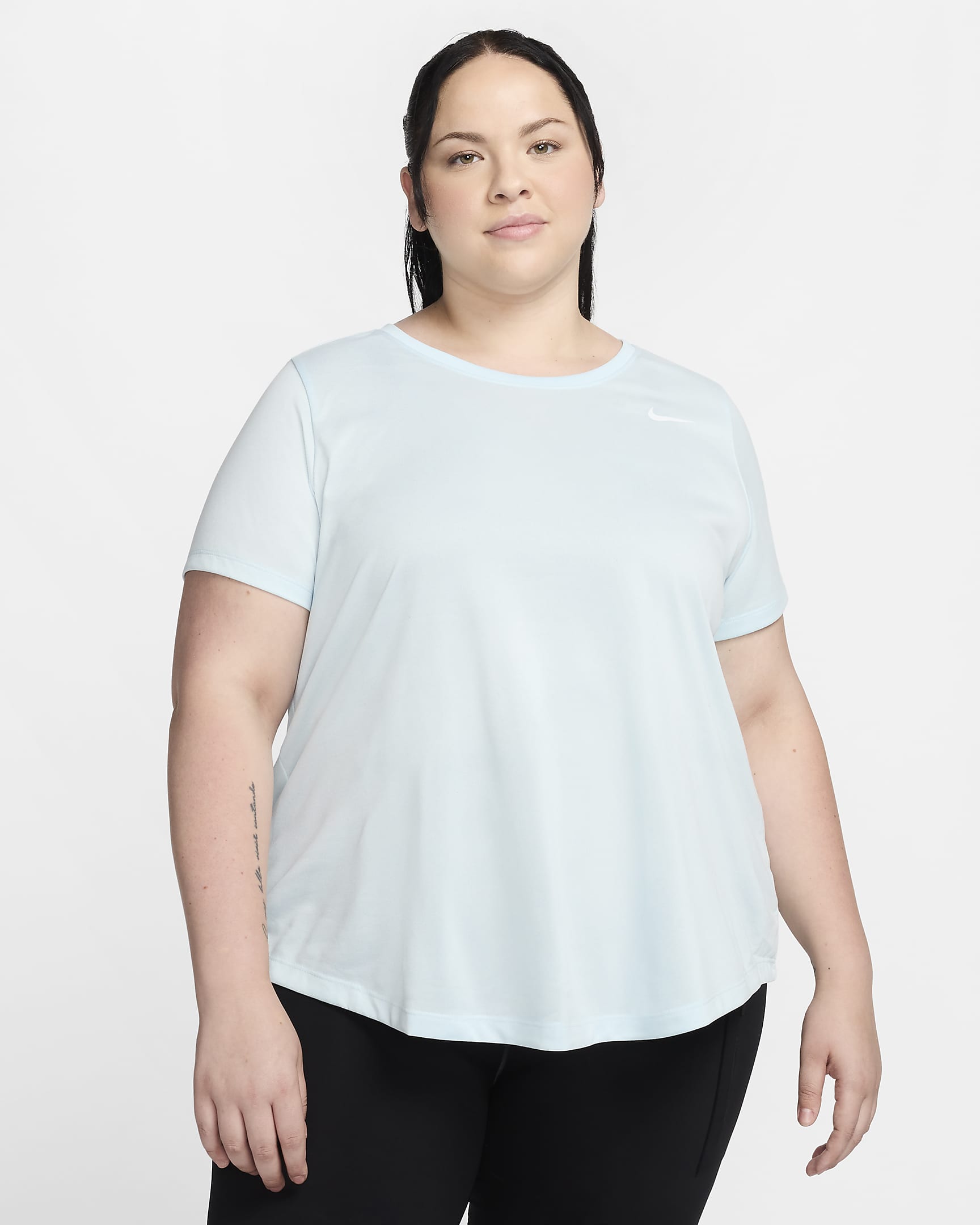 Playera para mujer (talla grande) Nike Dri-FIT - Azul glacial/Puro/Jaspeado/Blanco