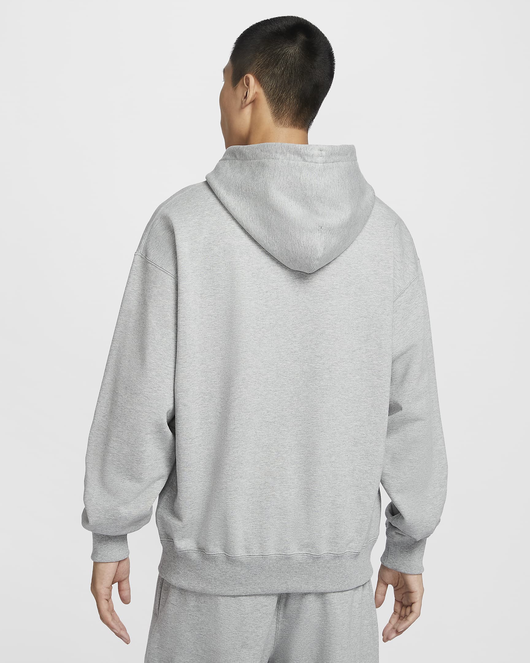 Nike Solo Swoosh Men's French Terry Pullover Hoodie - Dark Grey Heather/White