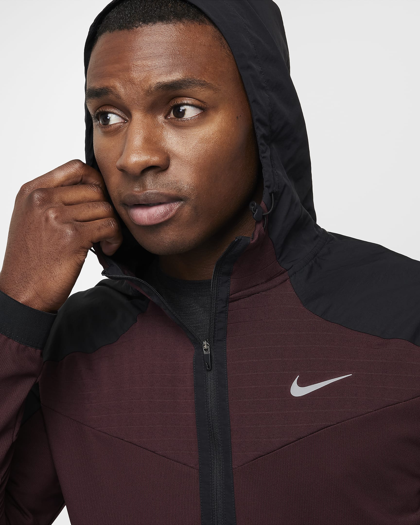 Nike Samarreta de màniga llarga de running - Home - Burgundy Crush/Negre/Negre