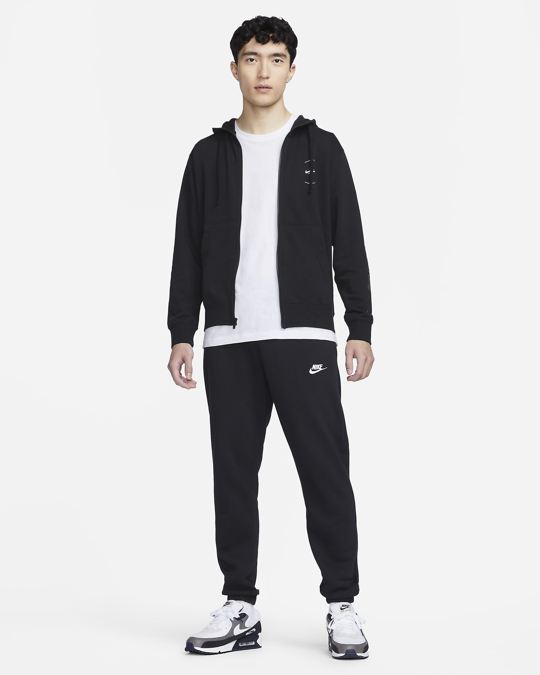 Nike Sportswear Men's Full-Zip French Terry Hoodie - Black/Khaki