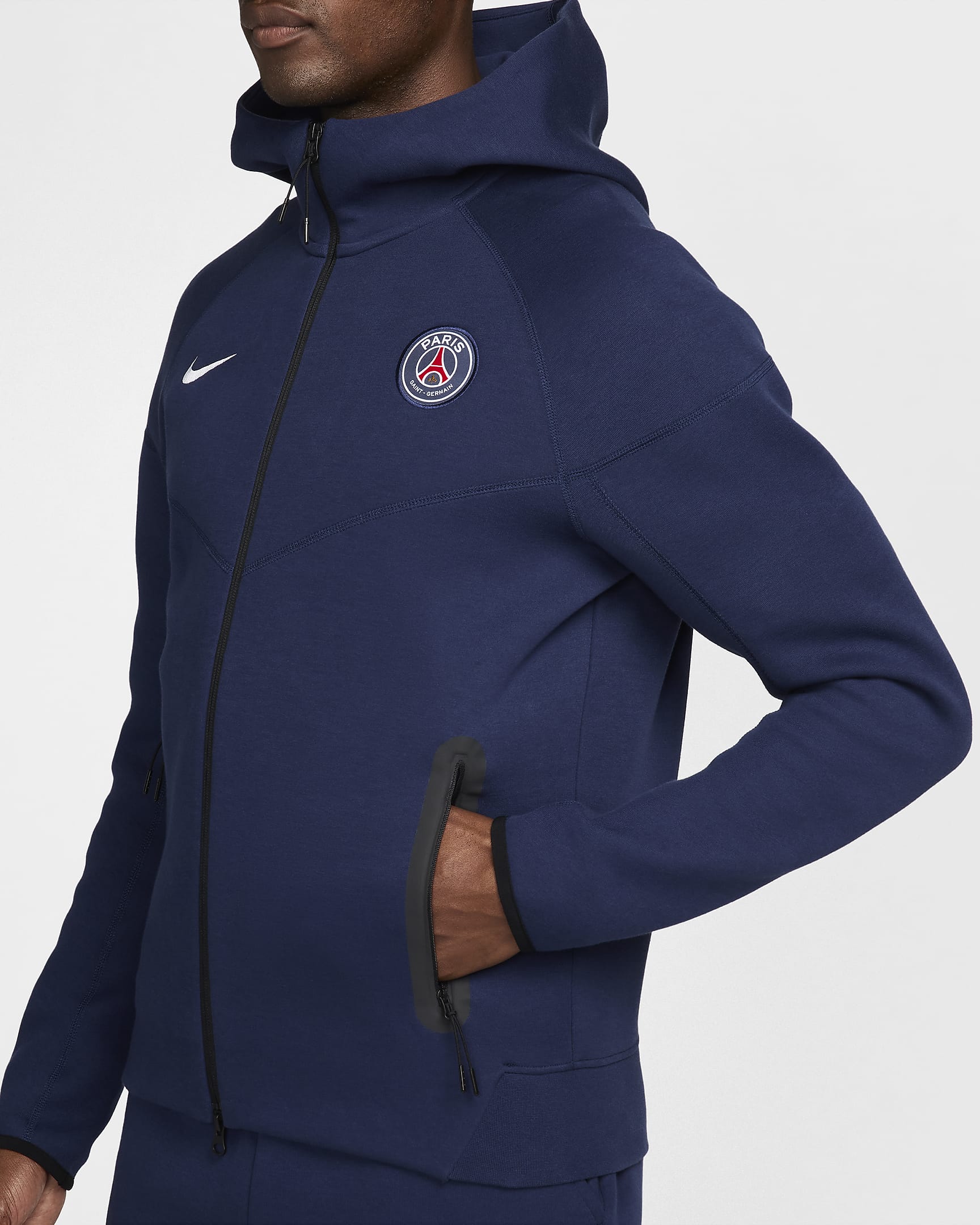 París Saint-Germain Tech Fleece Windrunner Sudadera con capucha y cremallera completa Nike Football - Hombre - Midnight Navy/Blanco