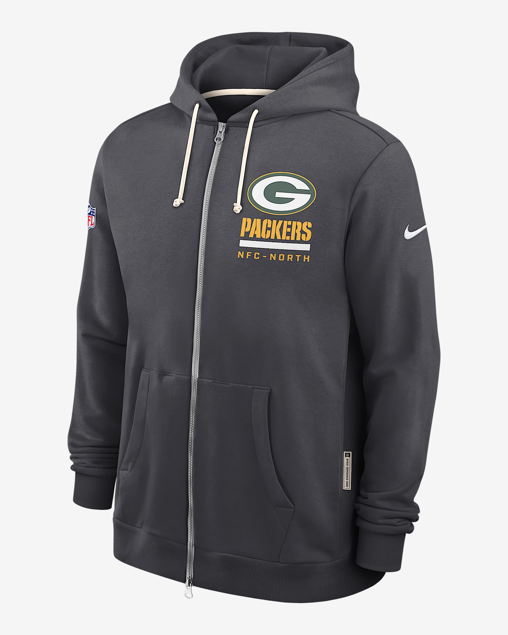 Sudadera con gorro Nike Dri-FIT de la NFL de cierre completo para hombre Green Bay Packers Utility Player Sideline - Antracita