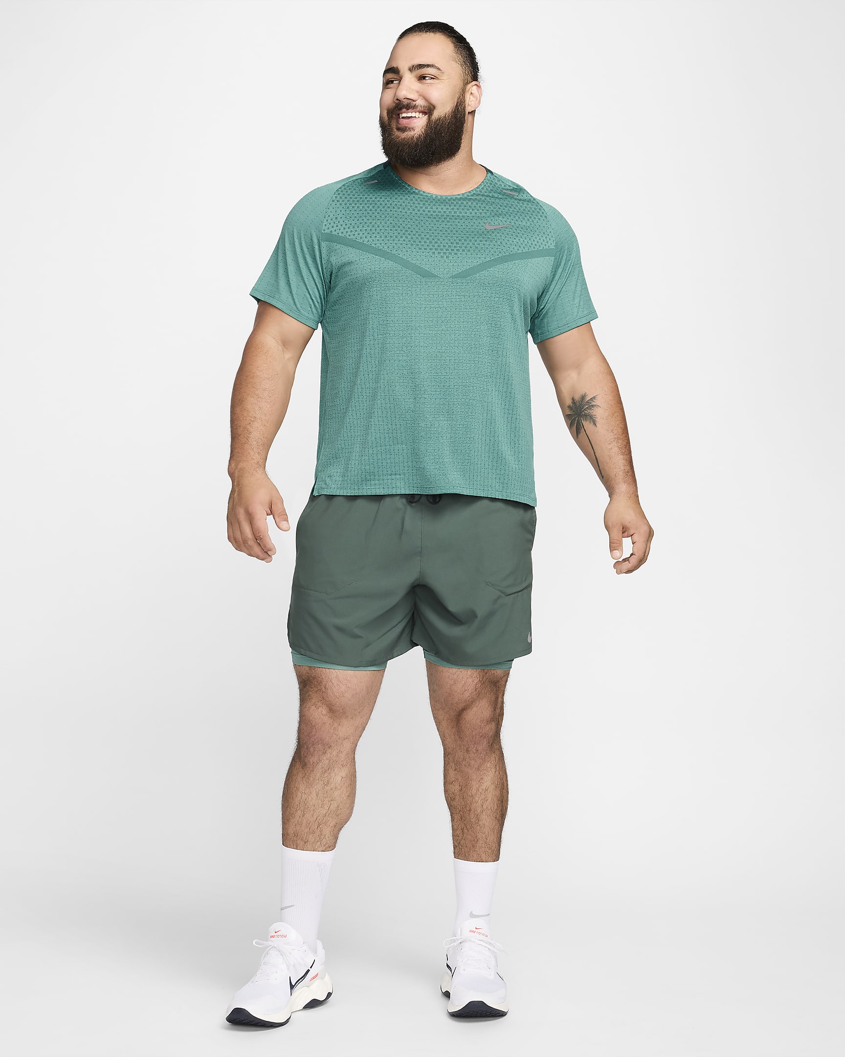 Nike TechKnit Men's Dri-FIT ADV Short-sleeve Running Top - Vintage Green/Bicoastal/Heather