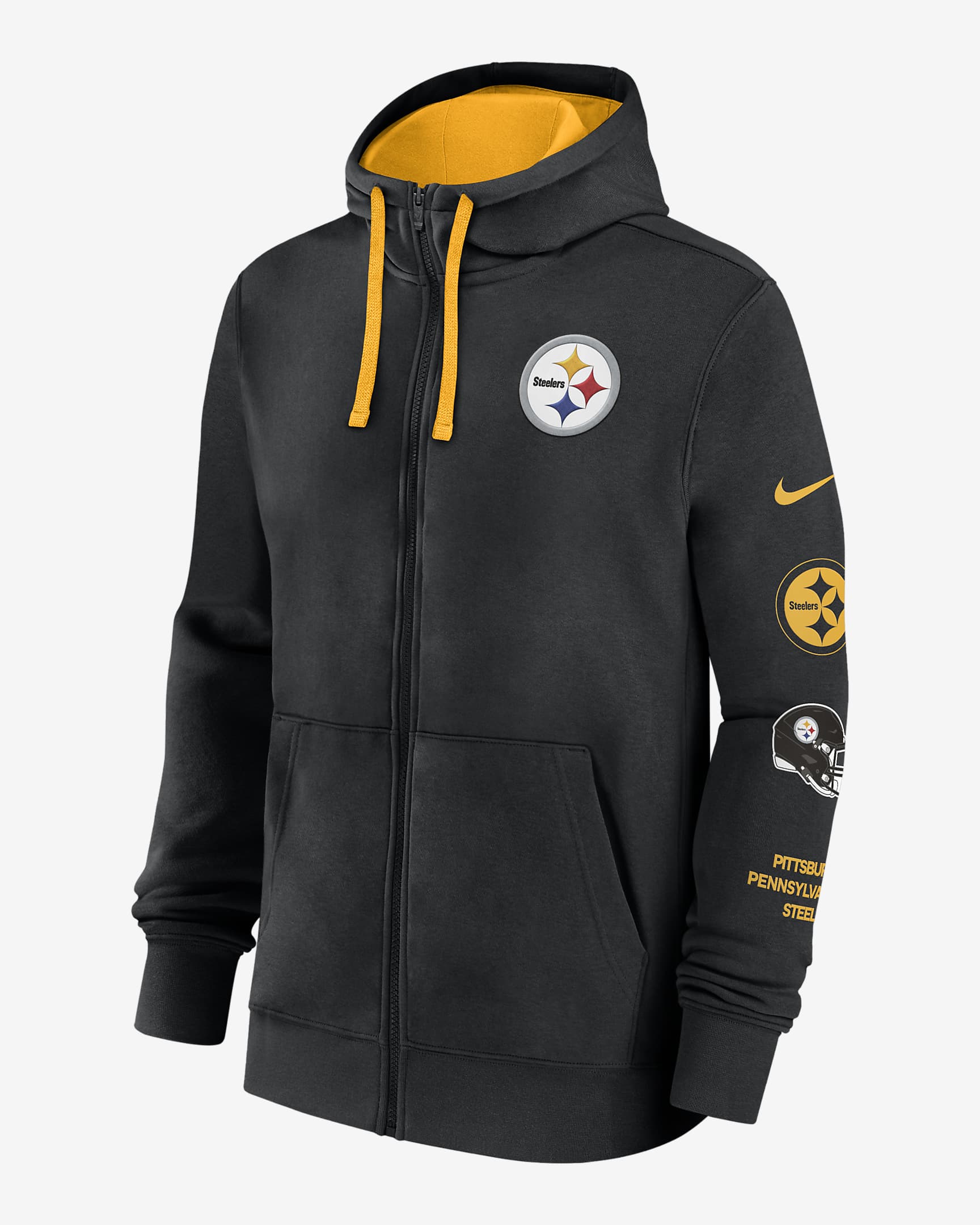 Pittsburgh Steelers Club Men's Nike NFL Full-Zip Hoodie - Black