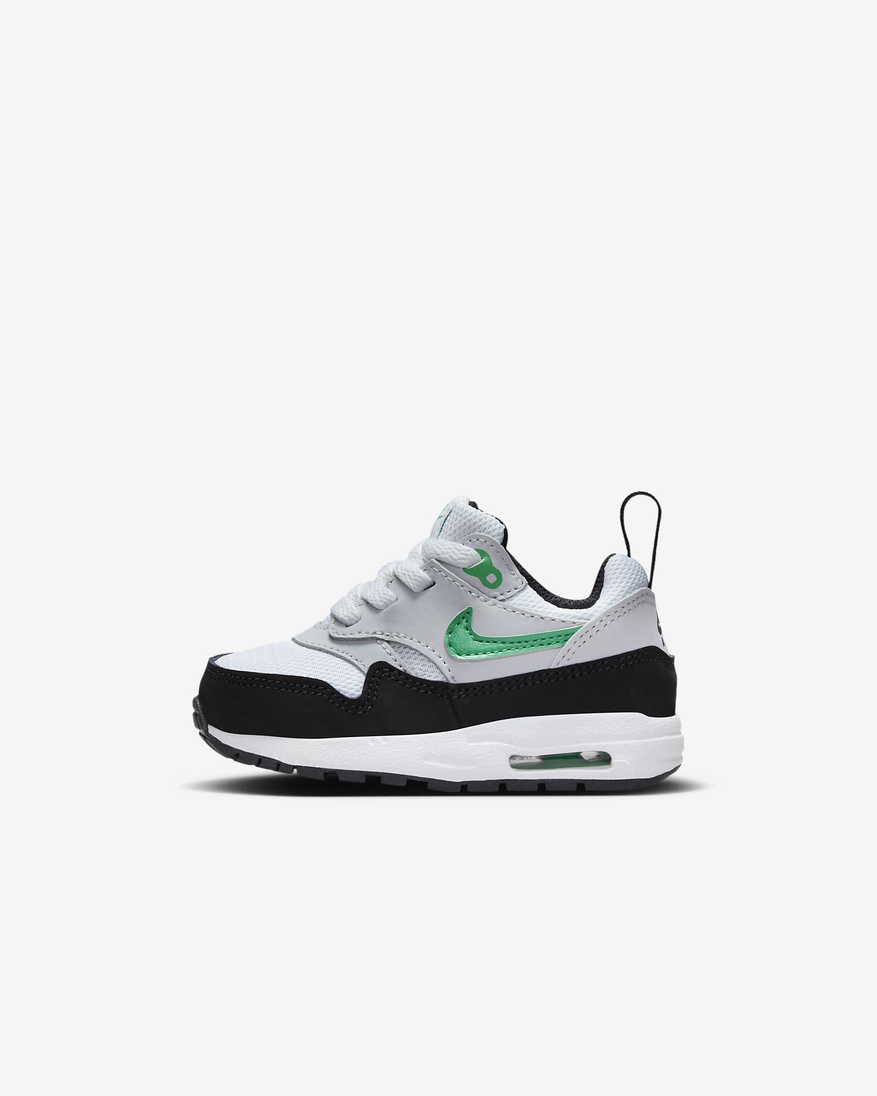 Buty dla niemowląt i maluchów Air Max 1 EasyOn - Biel/Pure Platinum/Czerń/Stadium Green