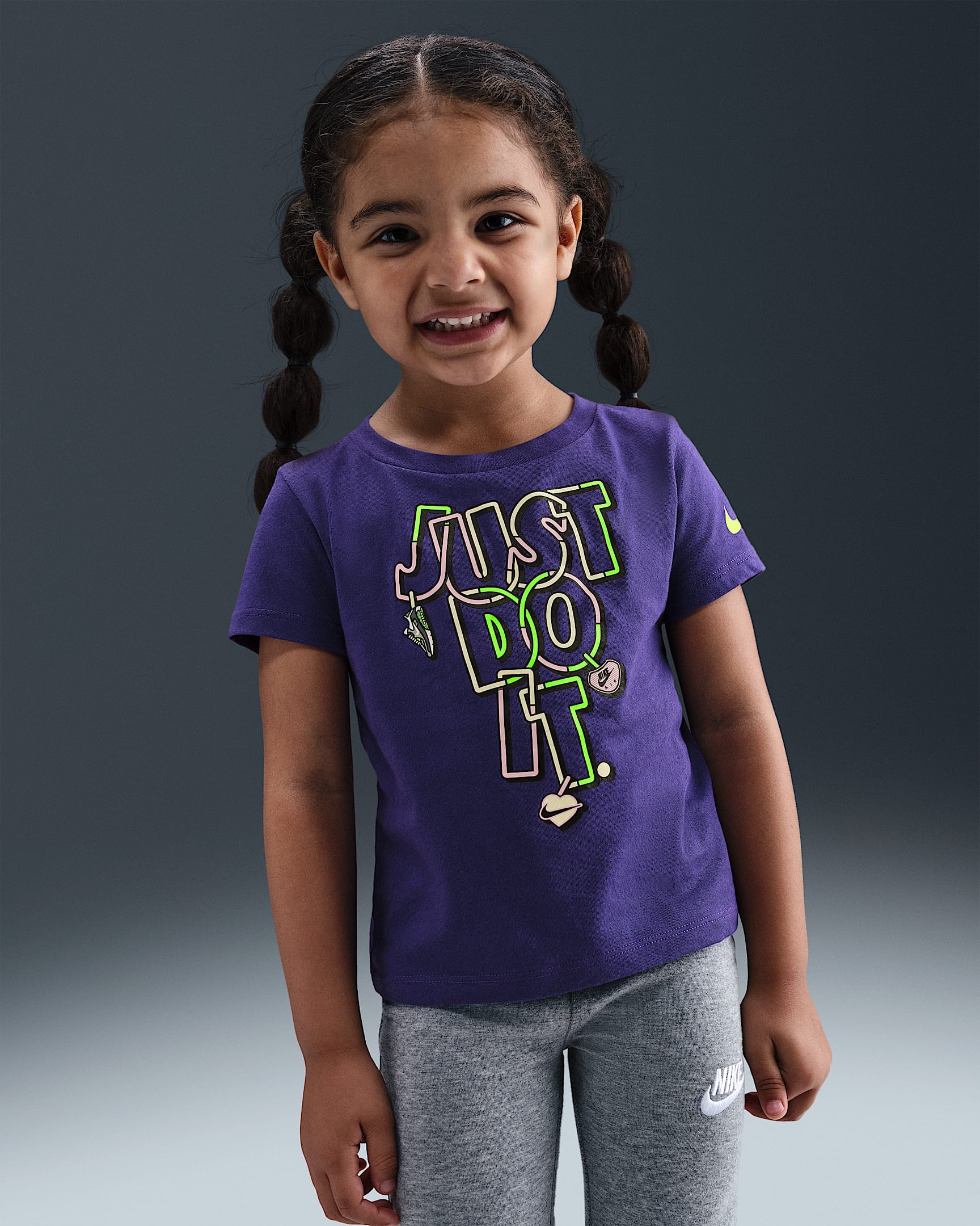 Playera Charm "Just Do It" infantil Nike - Morado cancha