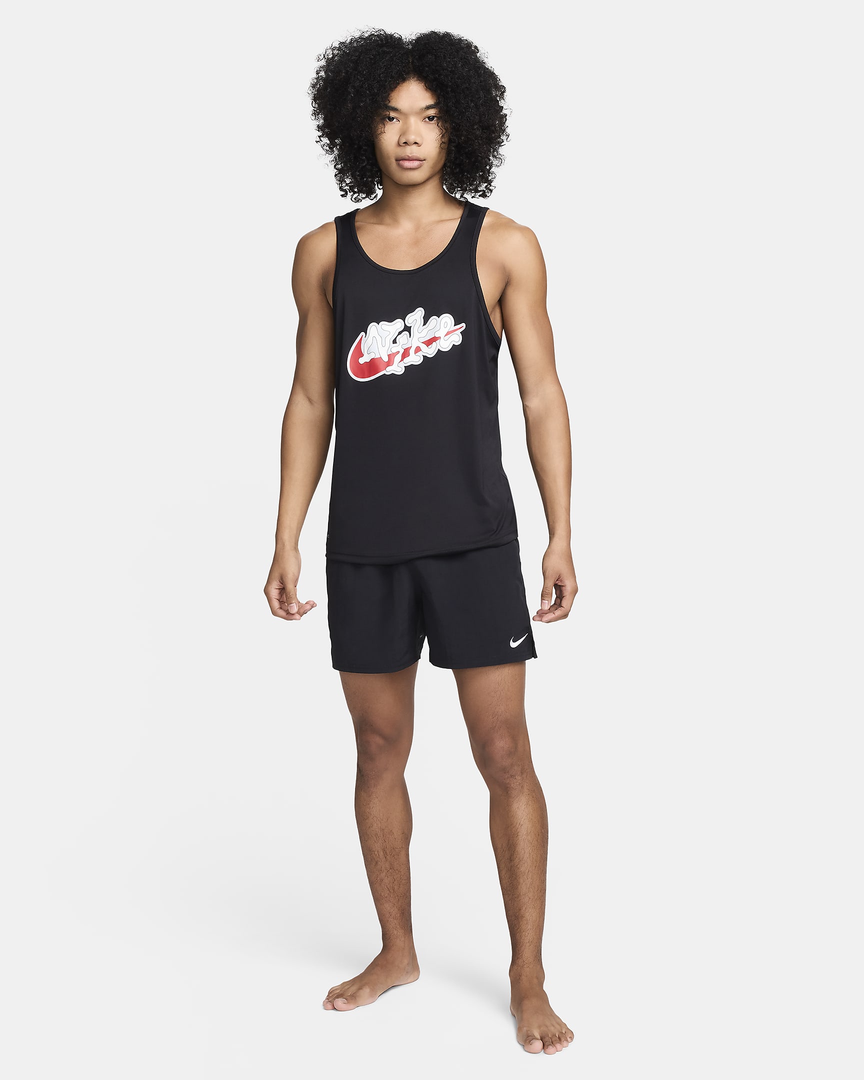 Camiseta de tirantes para hombre Nike Swim Scribble - Negro