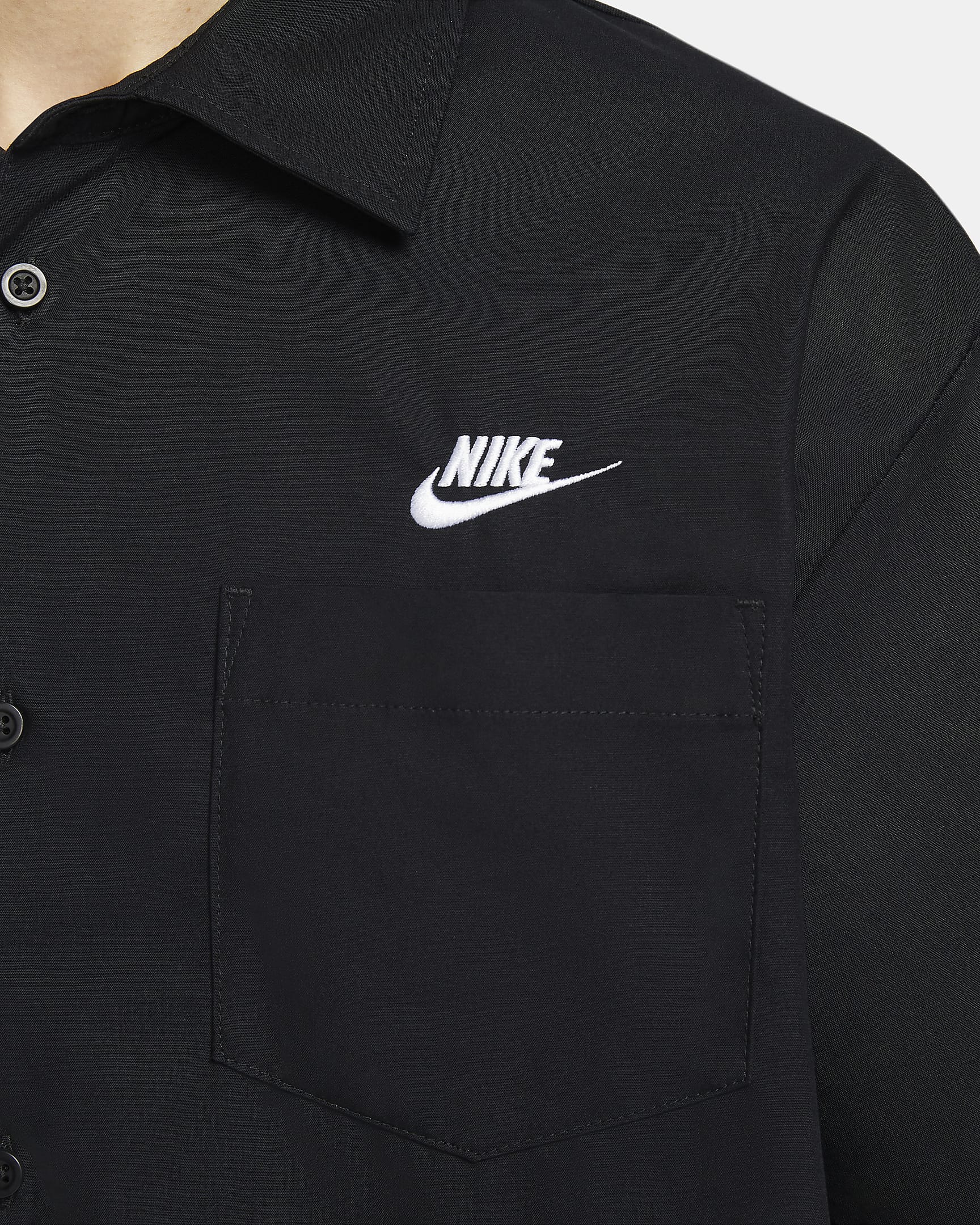 Nike Club Men's Short-Sleeve Oxford Button-Down Shirt - Black/White