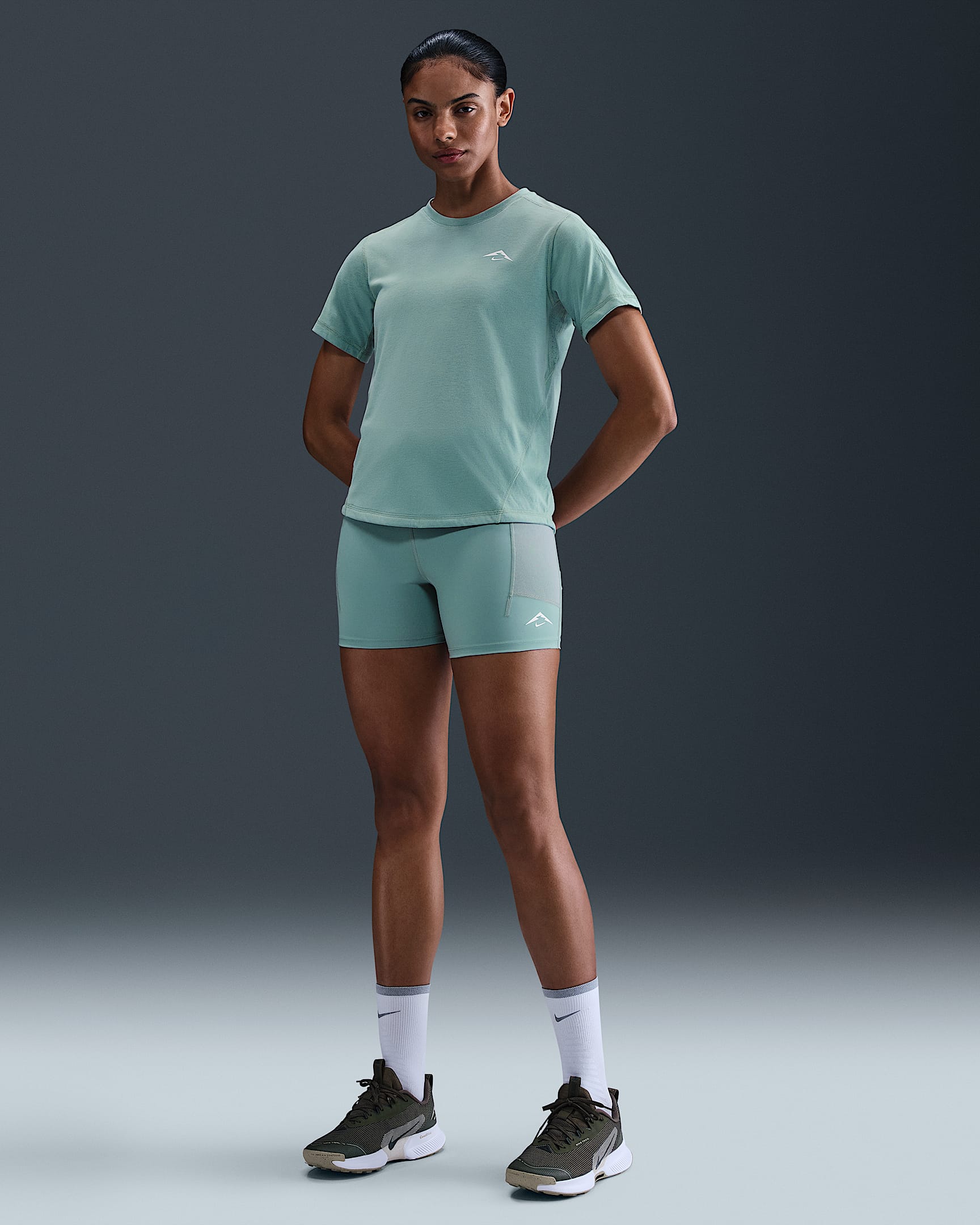 Nike Trail Women's Dri-FIT High-Waisted 4" Tight Running Shorts - Cannon/Summit White