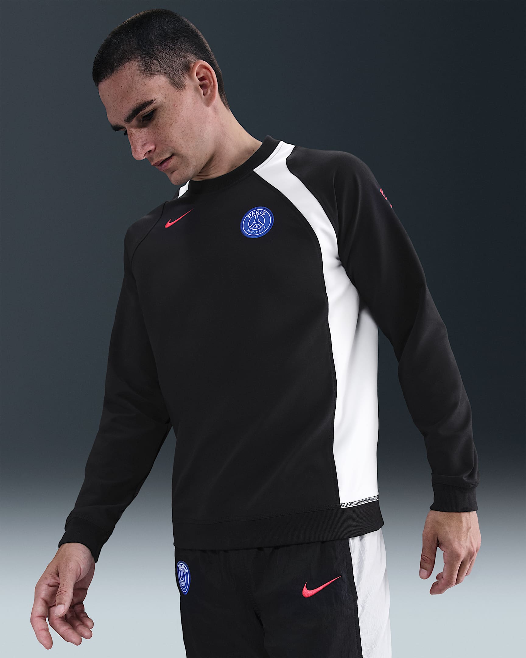 Paris Saint-Germain Third Men's Nike Total 90 Soccer Crew-Neck Top - Black/White/Global Red