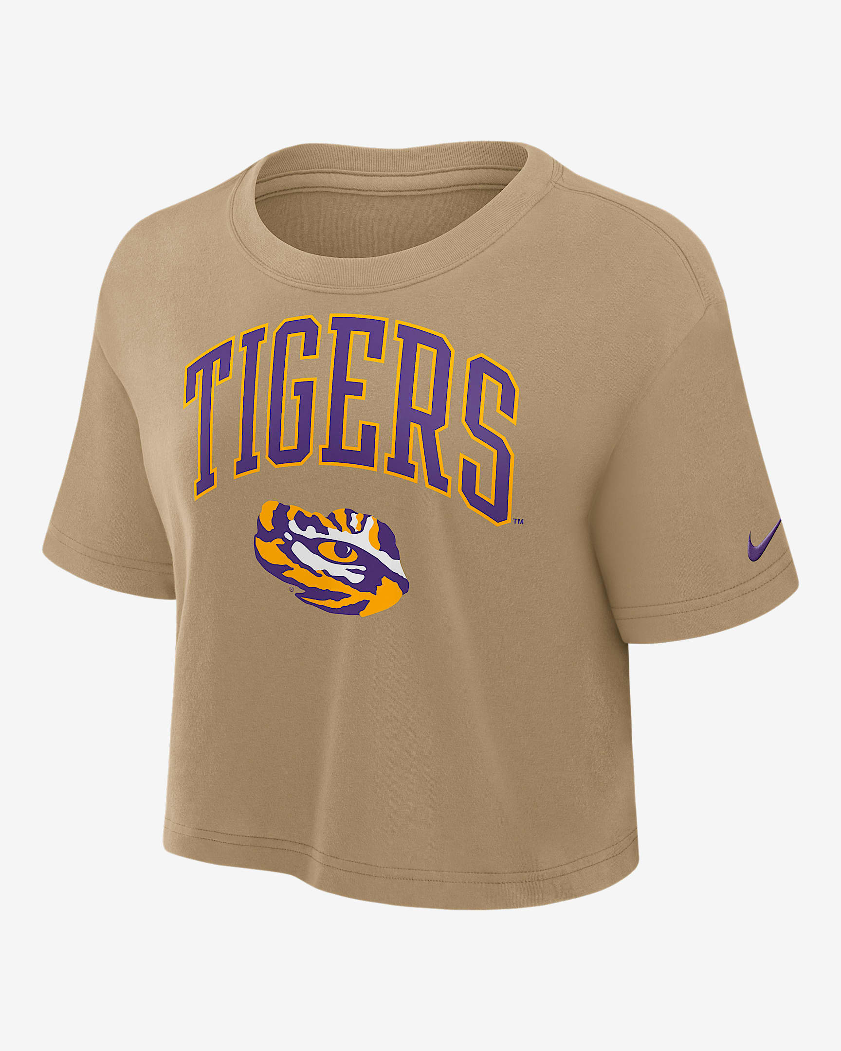 LSU Athletic Prep Arch Women's Nike Dri-FIT College Cropped T-Shirt - Parachute Beige