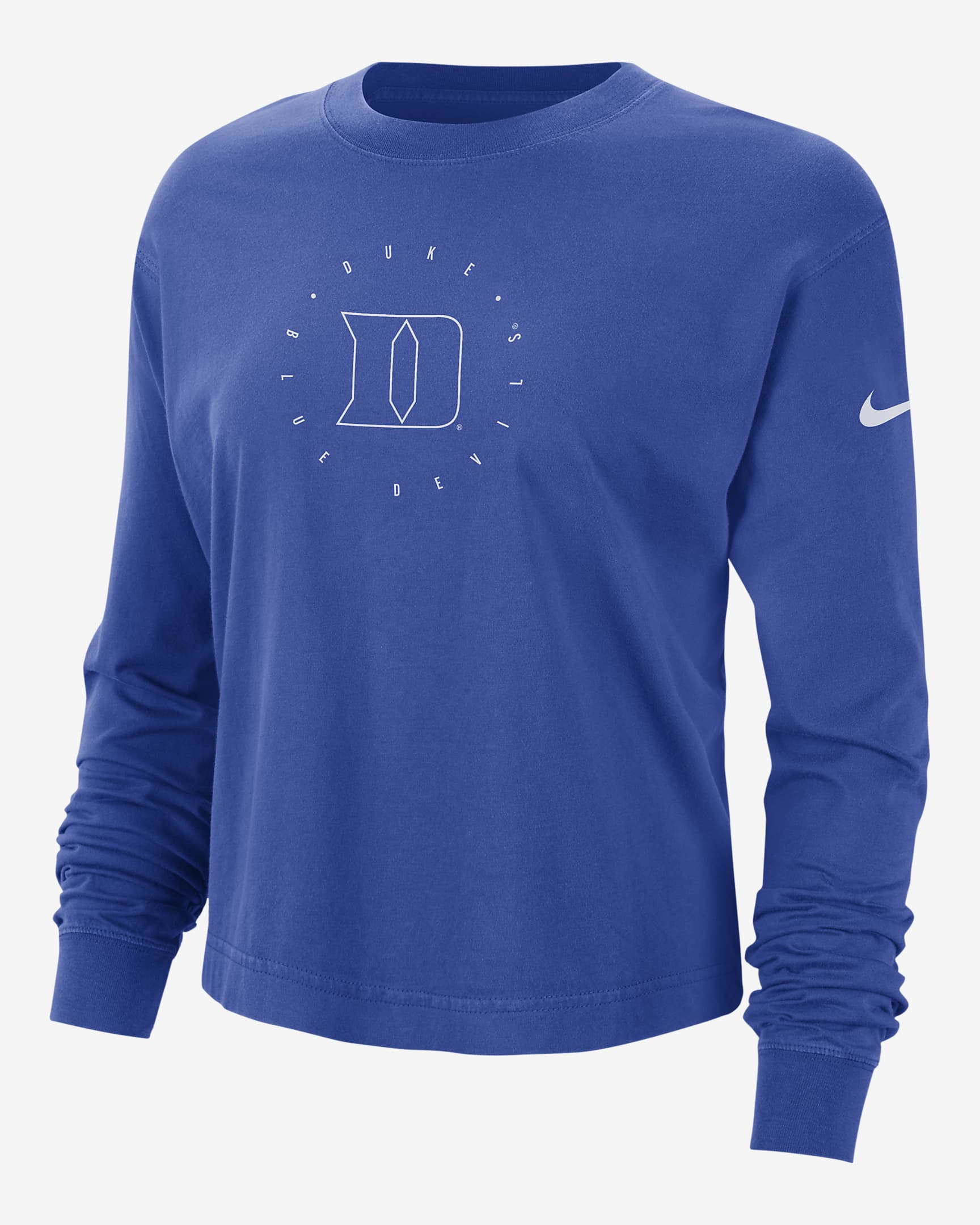 Playera de manga larga universitaria Nike para mujer Duke - Royal juego