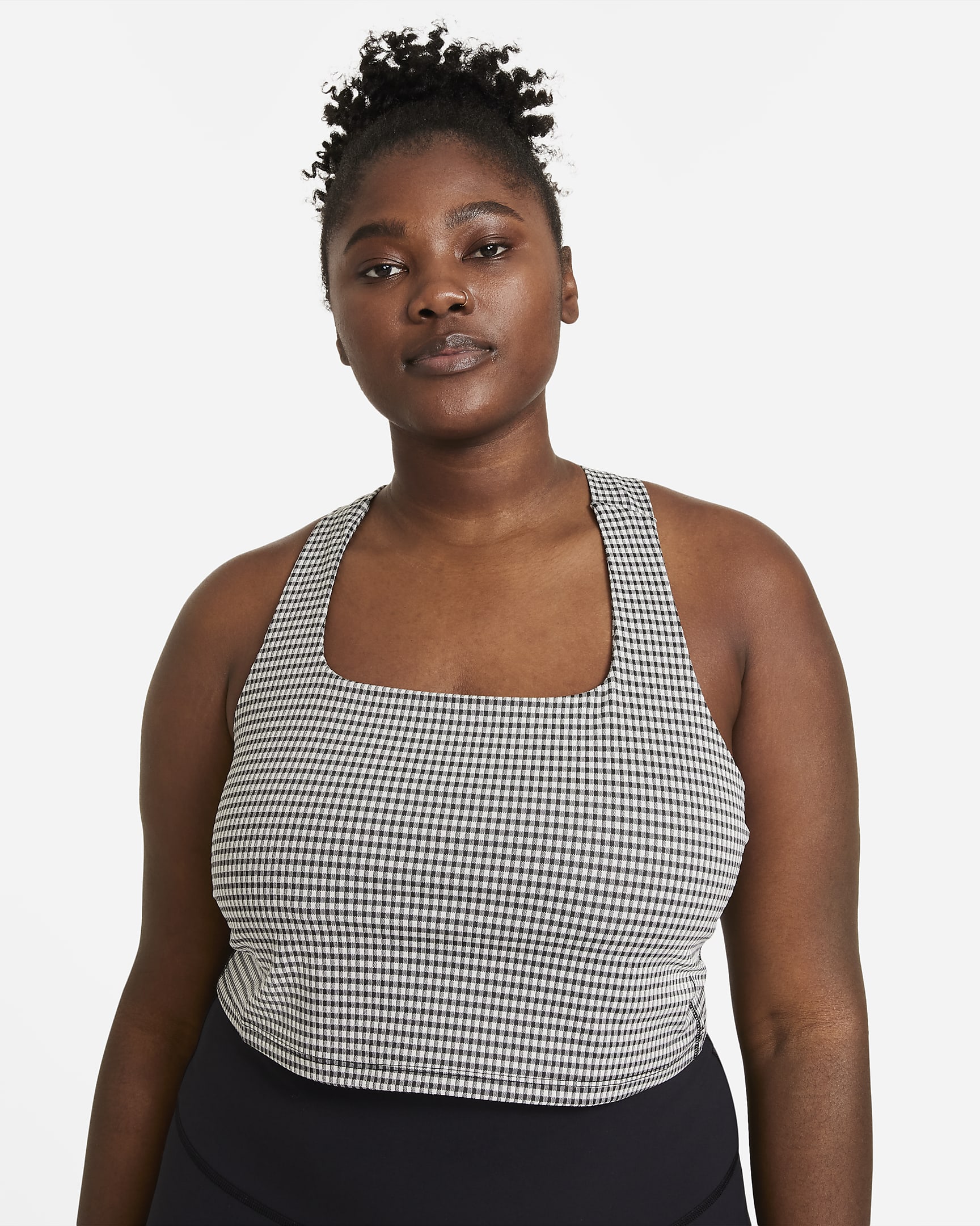 Nike Yoga Women's Cropped Gingham Tank (Plus Size) - Sail/Black/Black