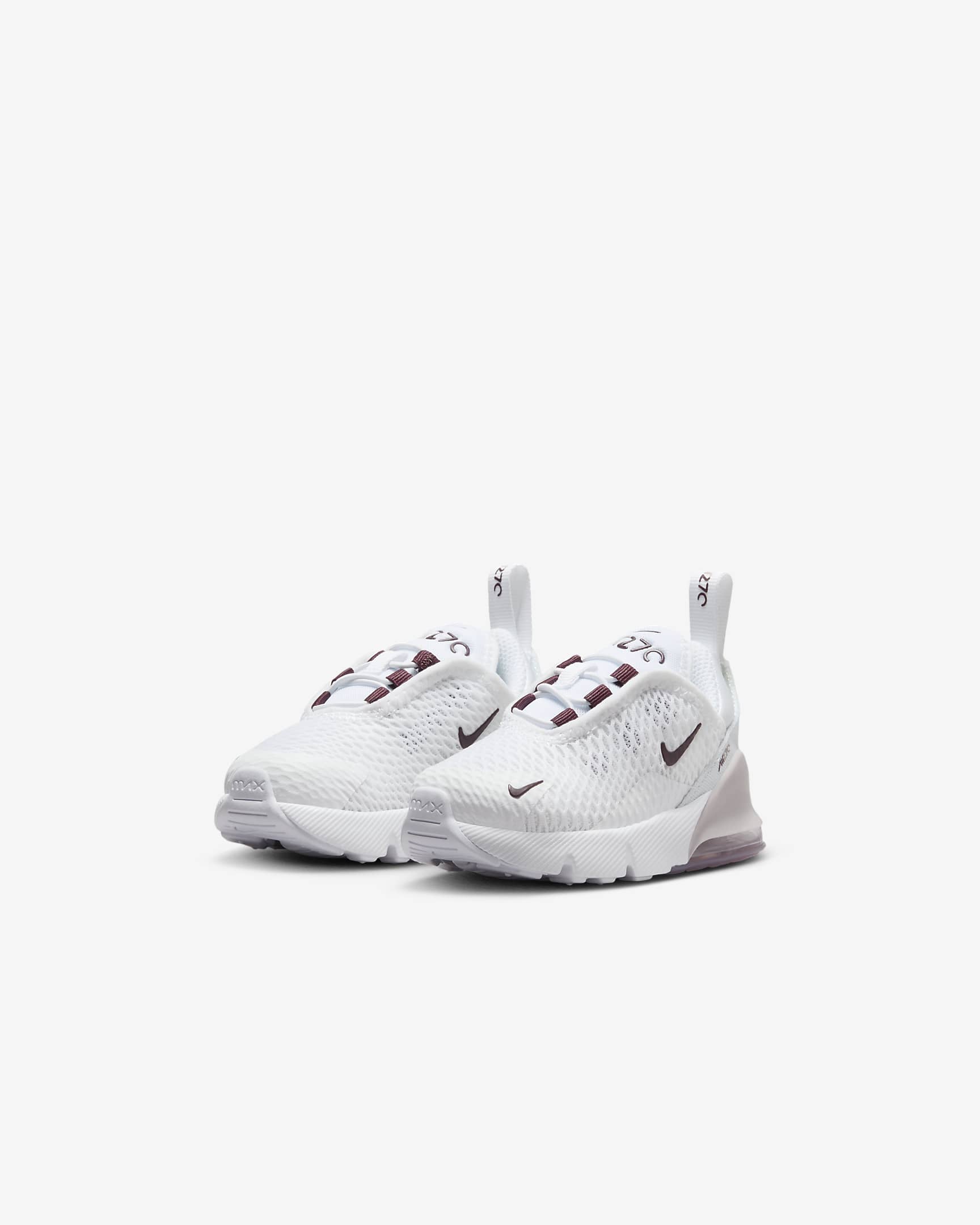 Tenis para bebé e infantil Nike Air Max 270 - Blanco/Violeta platino/Burdeos enérgico