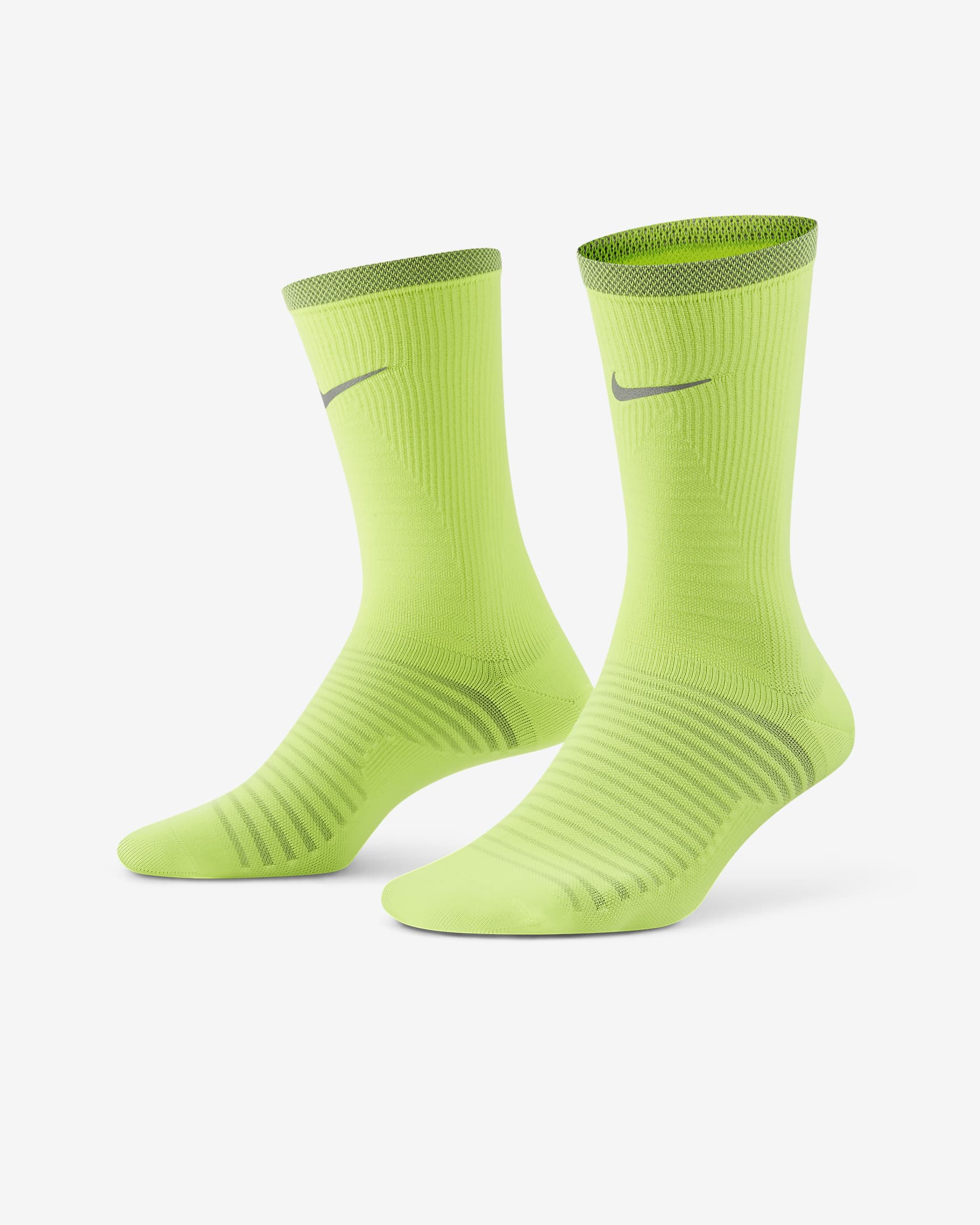 Nike Spark Lightweight Running Crew Socks - Volt/Reflect Silver