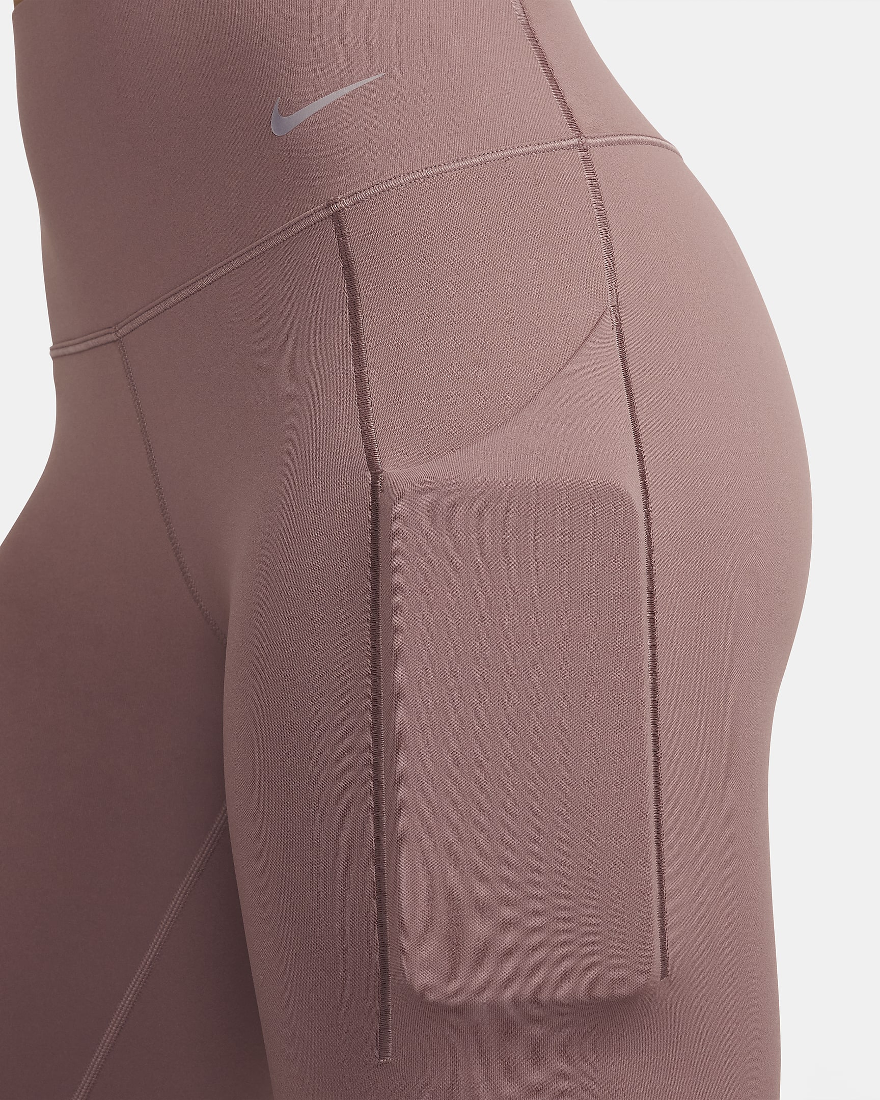 Cycliste taille haute à maintien normal avec poches 20 cm Nike Universa pour femme - Smokey Mauve/Noir