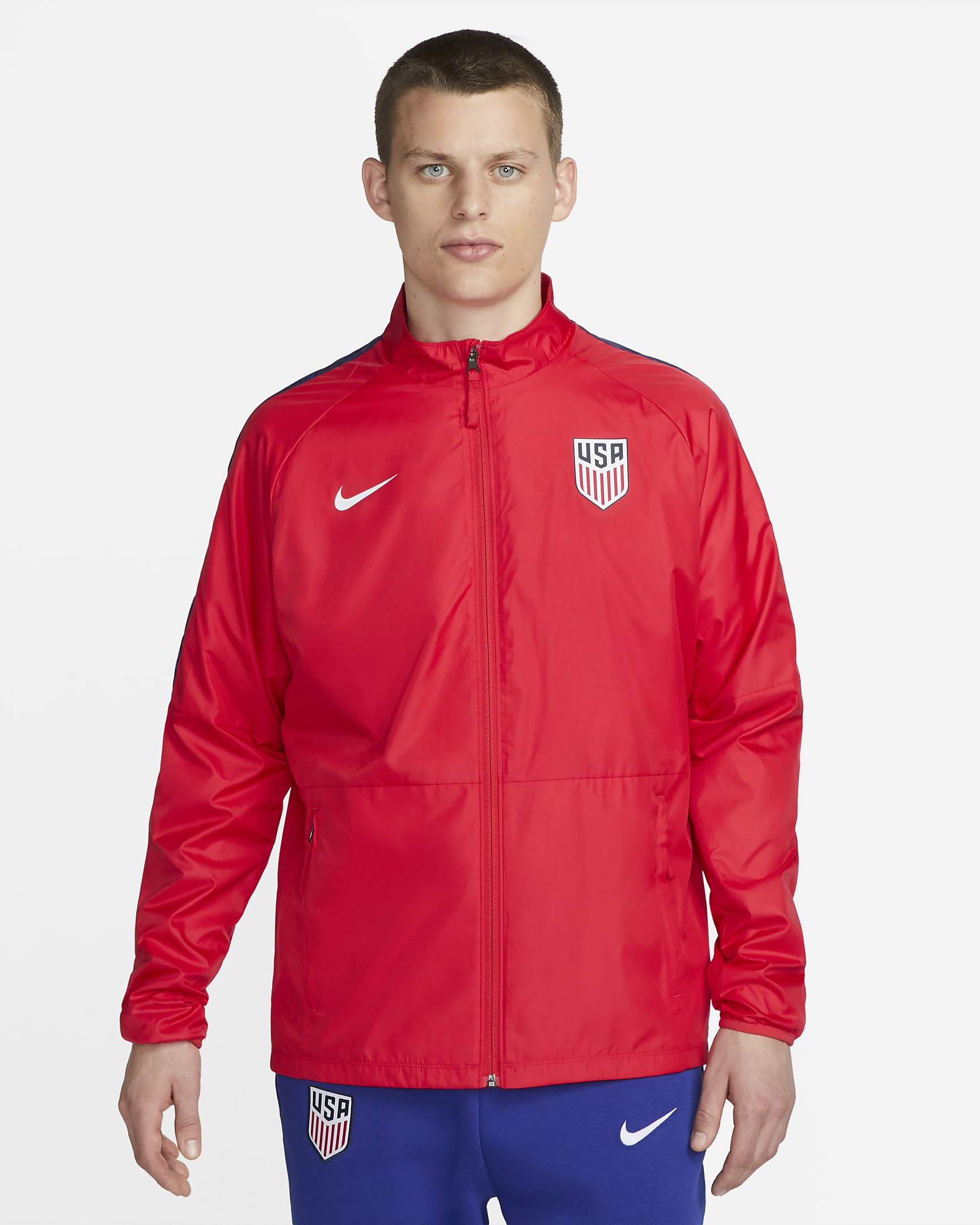 Chamarra de fútbol para hombre U.S. Repel Academy AWF - Rojo velocidad/Azul fiel/Blanco