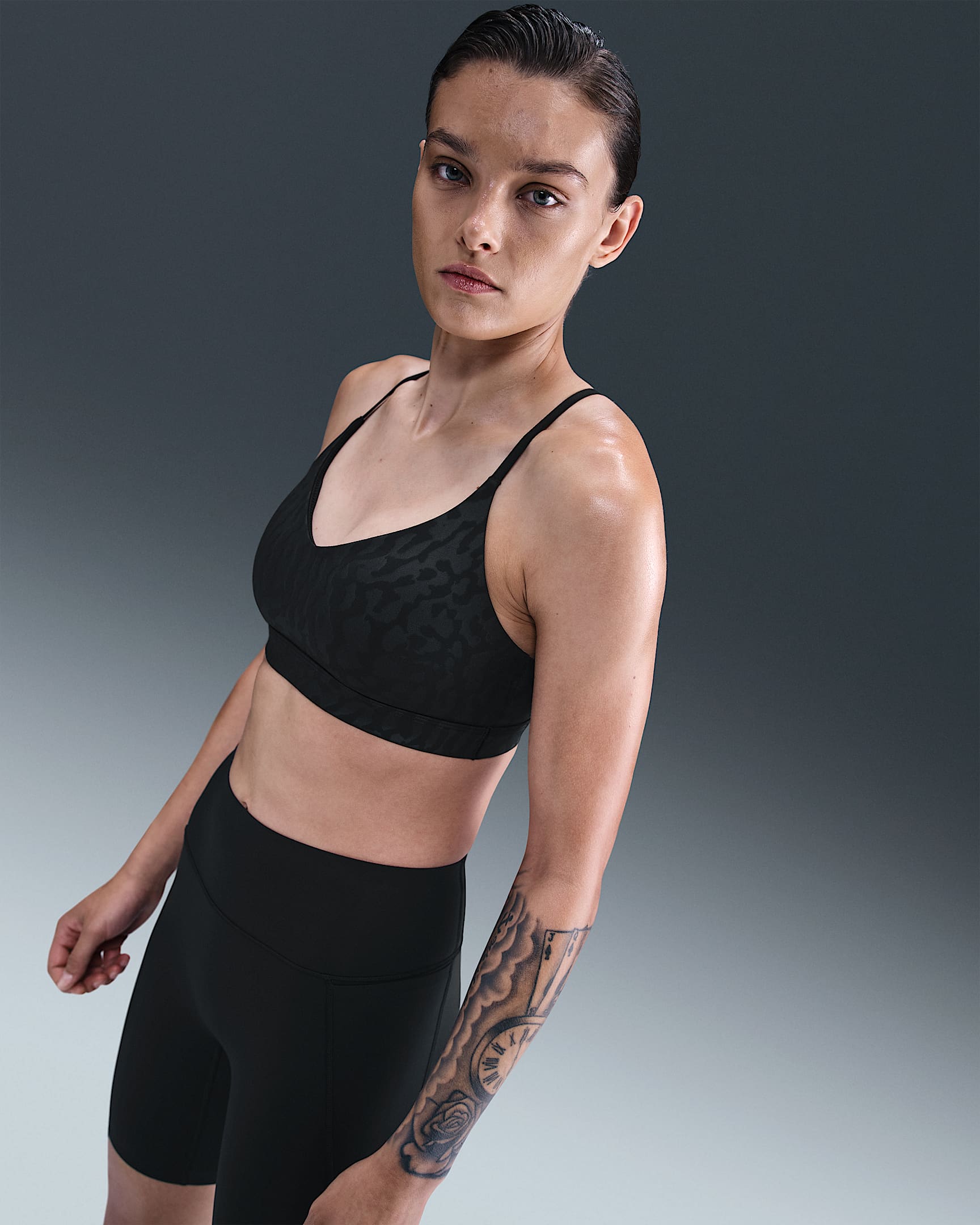Nike Indy Women's Light-Support Padded Adjustable Sports Bra - Black/Anthracite/Dark Smoke Grey