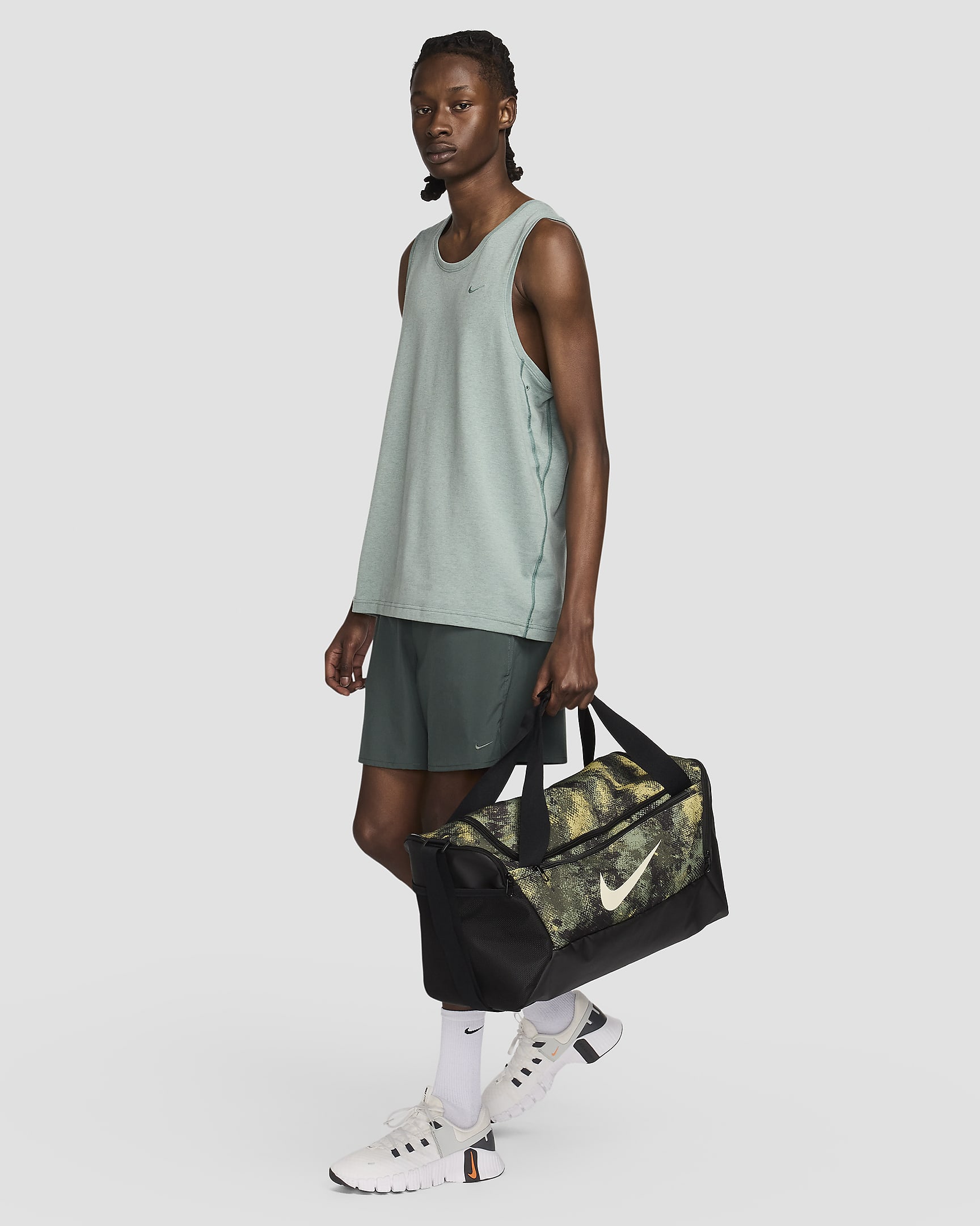 Nike Brasilia Duffel Bag (Small, 41L) - Oil Green/Black/Coconut Milk