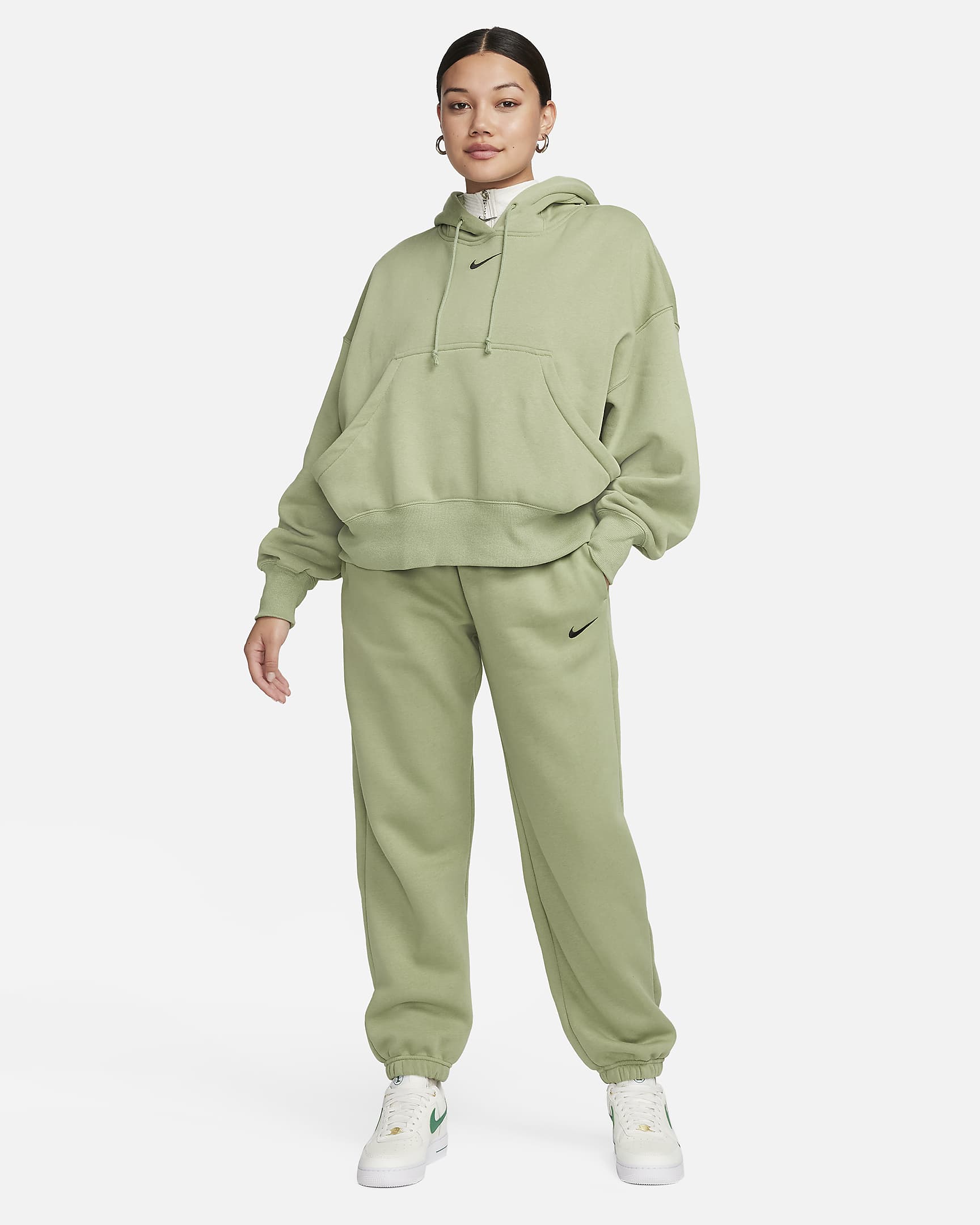 Nike Sportswear Phoenix Fleece Women's Over-Oversized Pullover Hoodie - Oil Green/Black