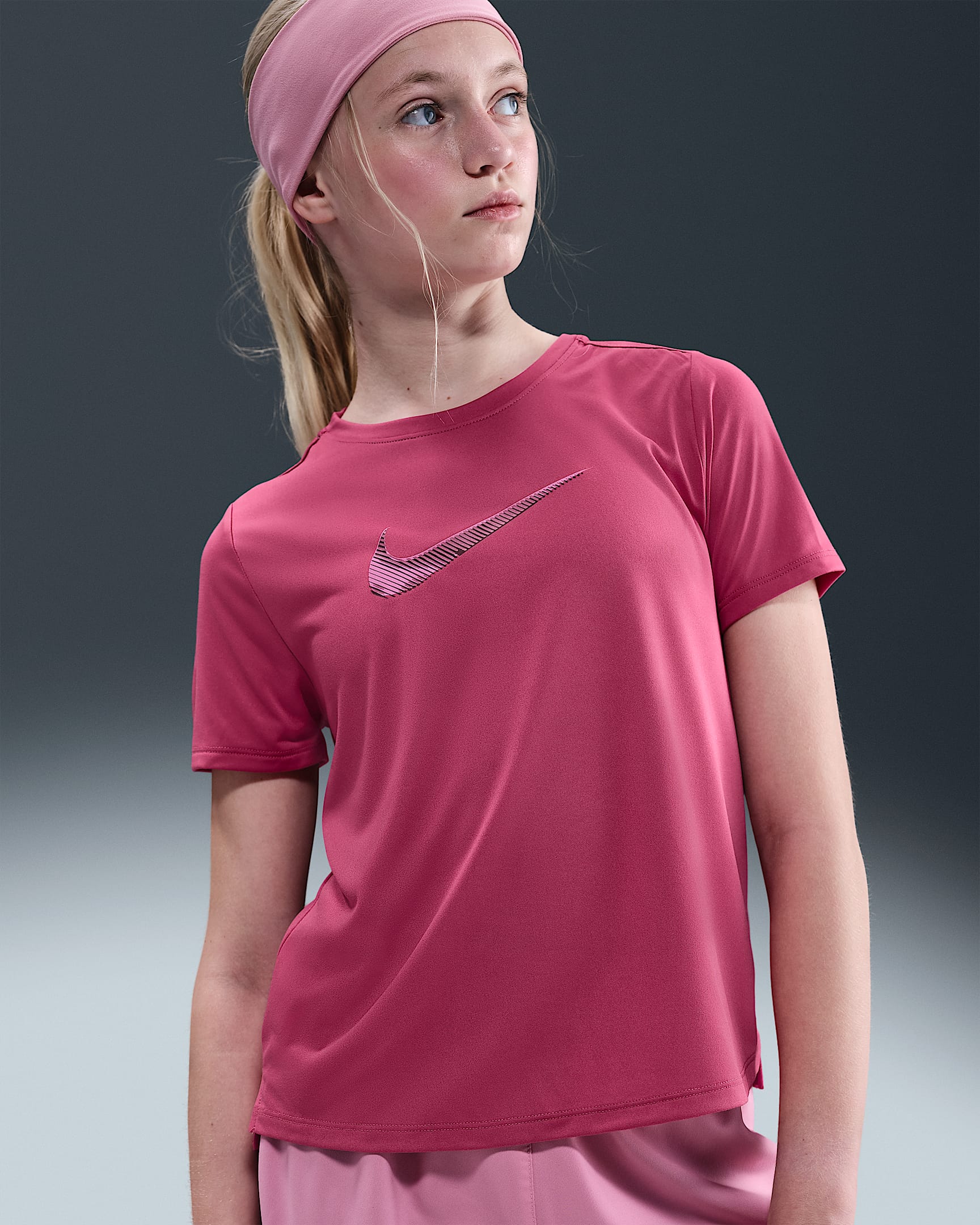 Nike One Classic Girls' Short-Sleeve Top - Sweet Beet/Sweet Beet