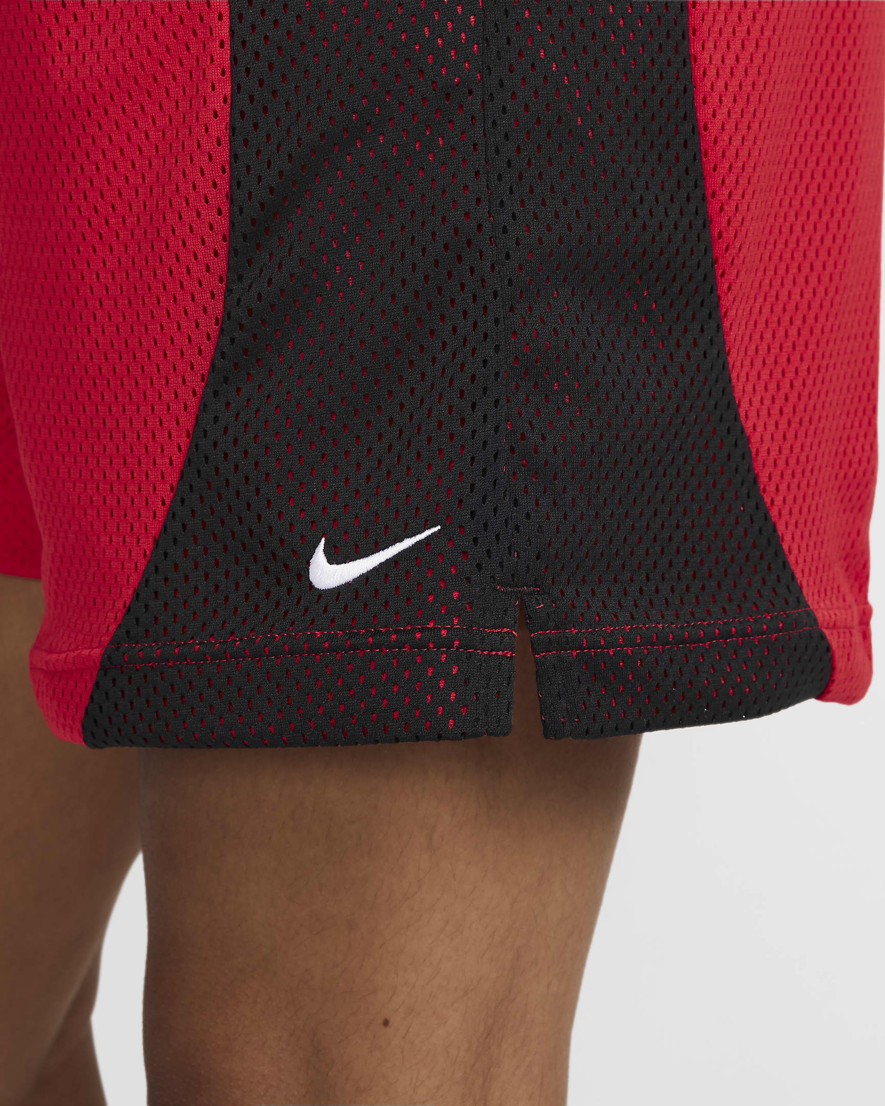 Shorts de básquetbol de malla Dri-FIT para mujer Nike Essential - Rojo universitario/Negro/Blanco