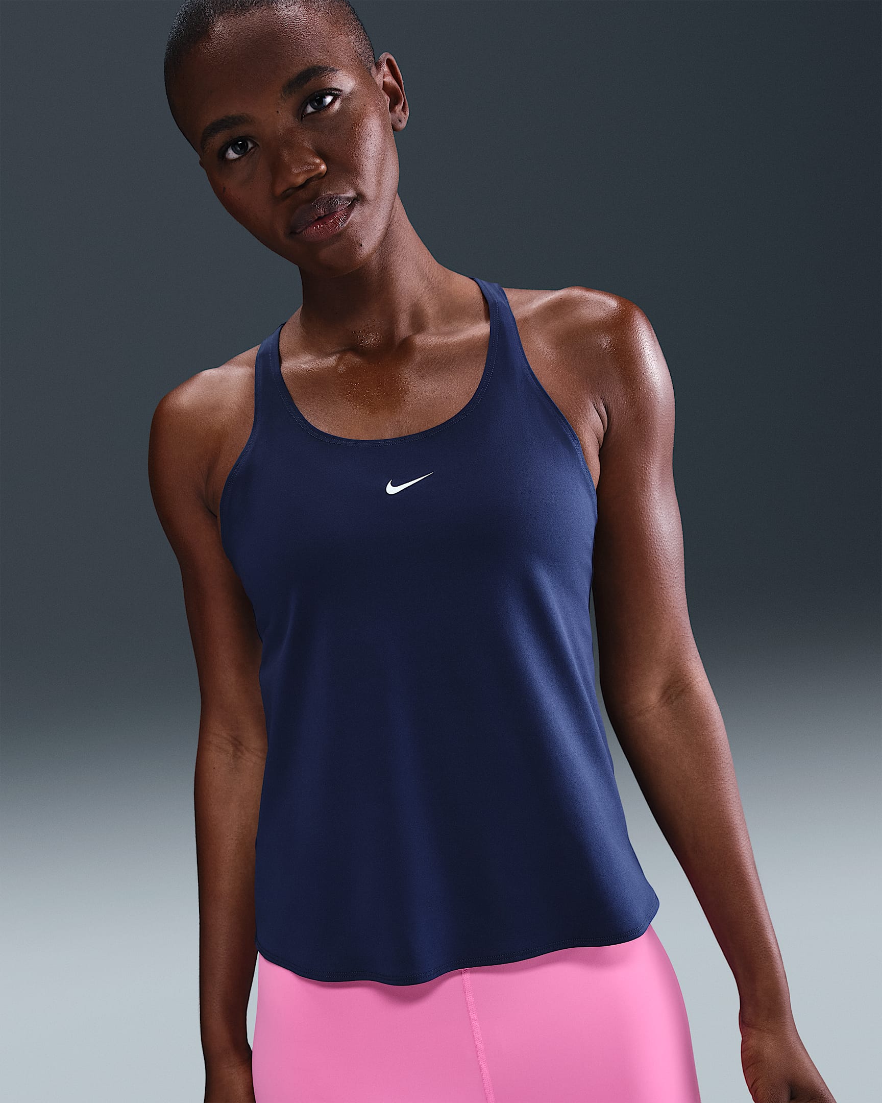 Nike Pro Women's Dri-FIT Tank Top - Midnight Navy/White