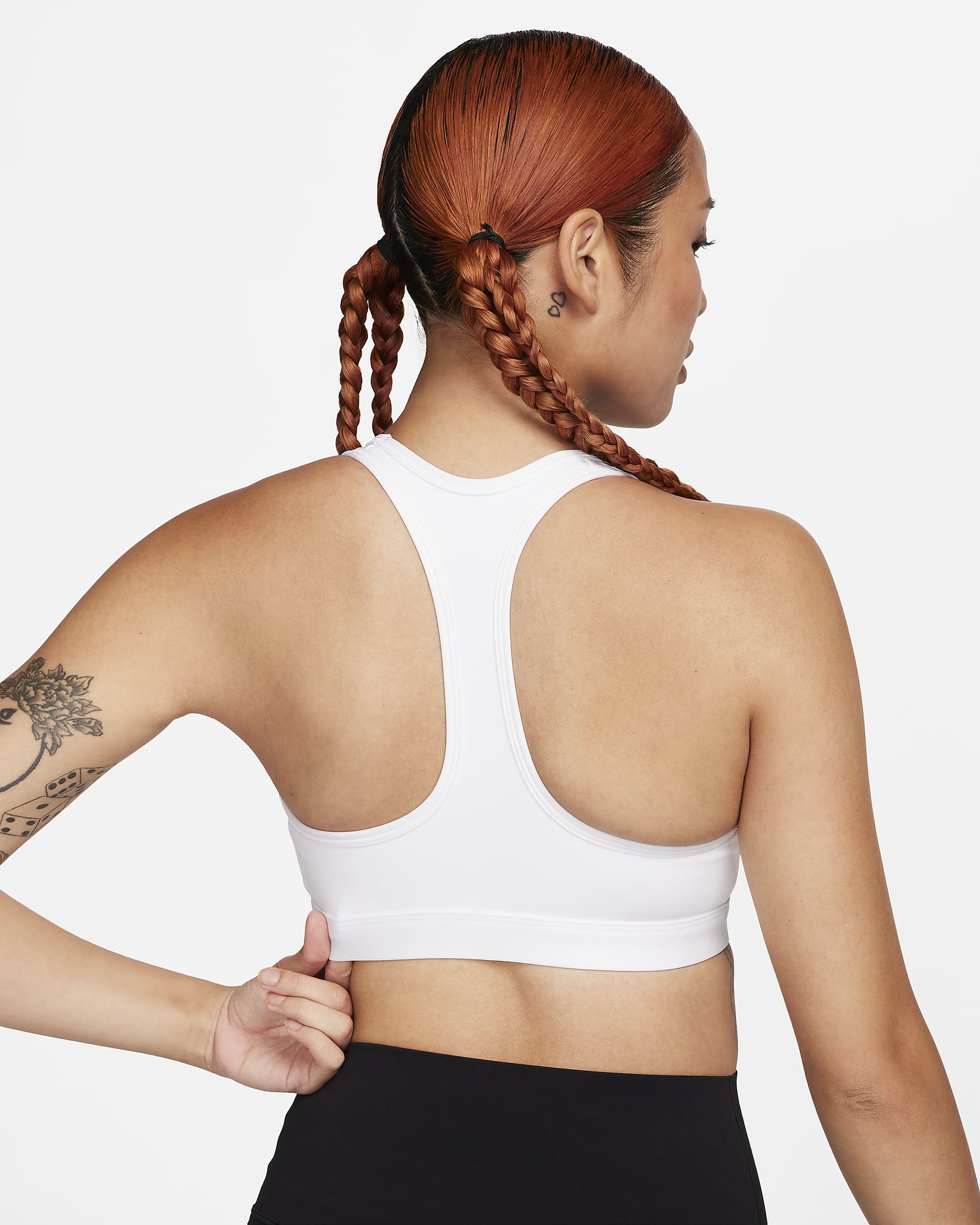 Nike Swoosh Medium Support Women's Padded Logo Sports Bra - White/Black/White