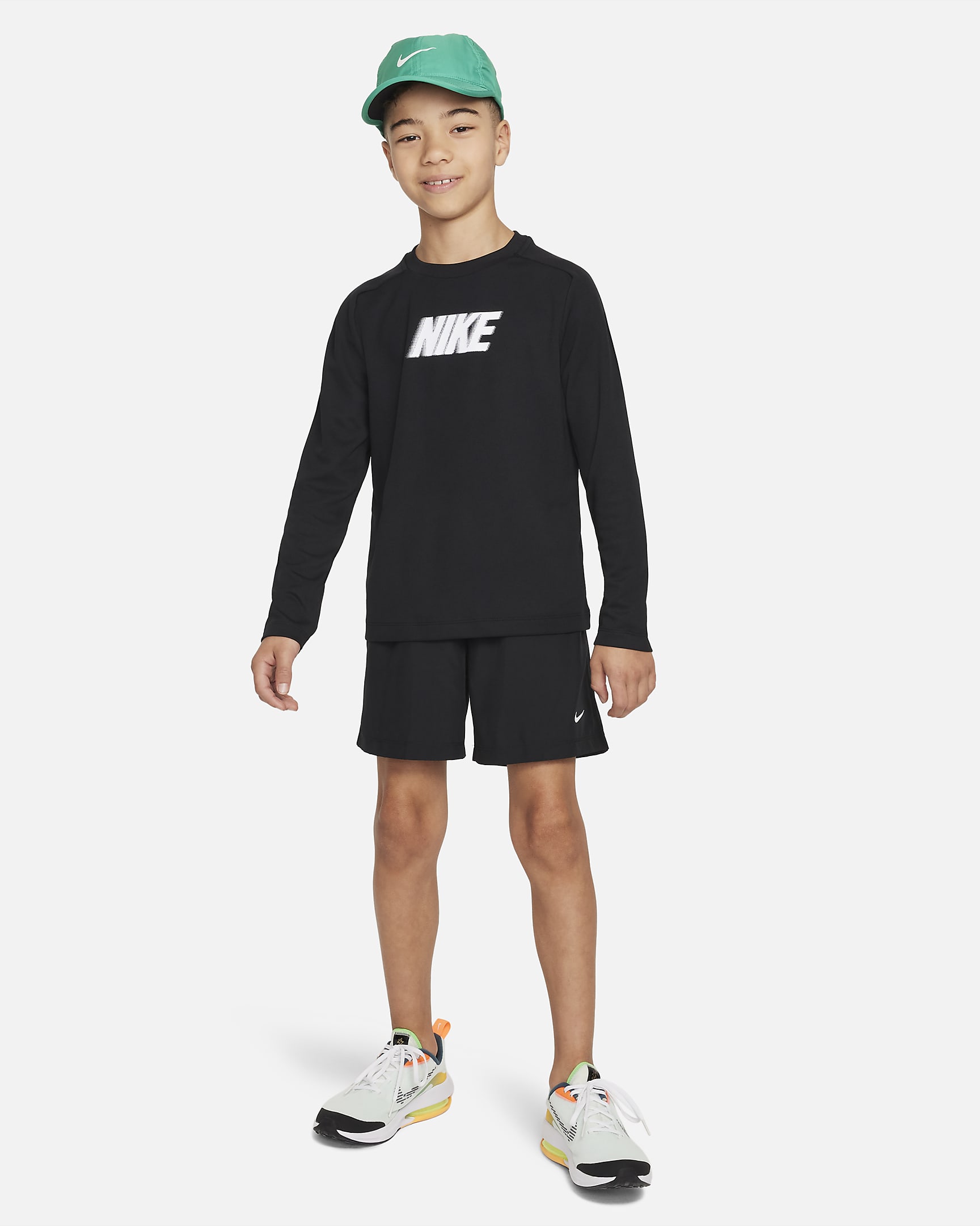 Nike Dri-FIT Multi+ Longsleeve für ältere Kinder (Jungen) - Schwarz/Weiß