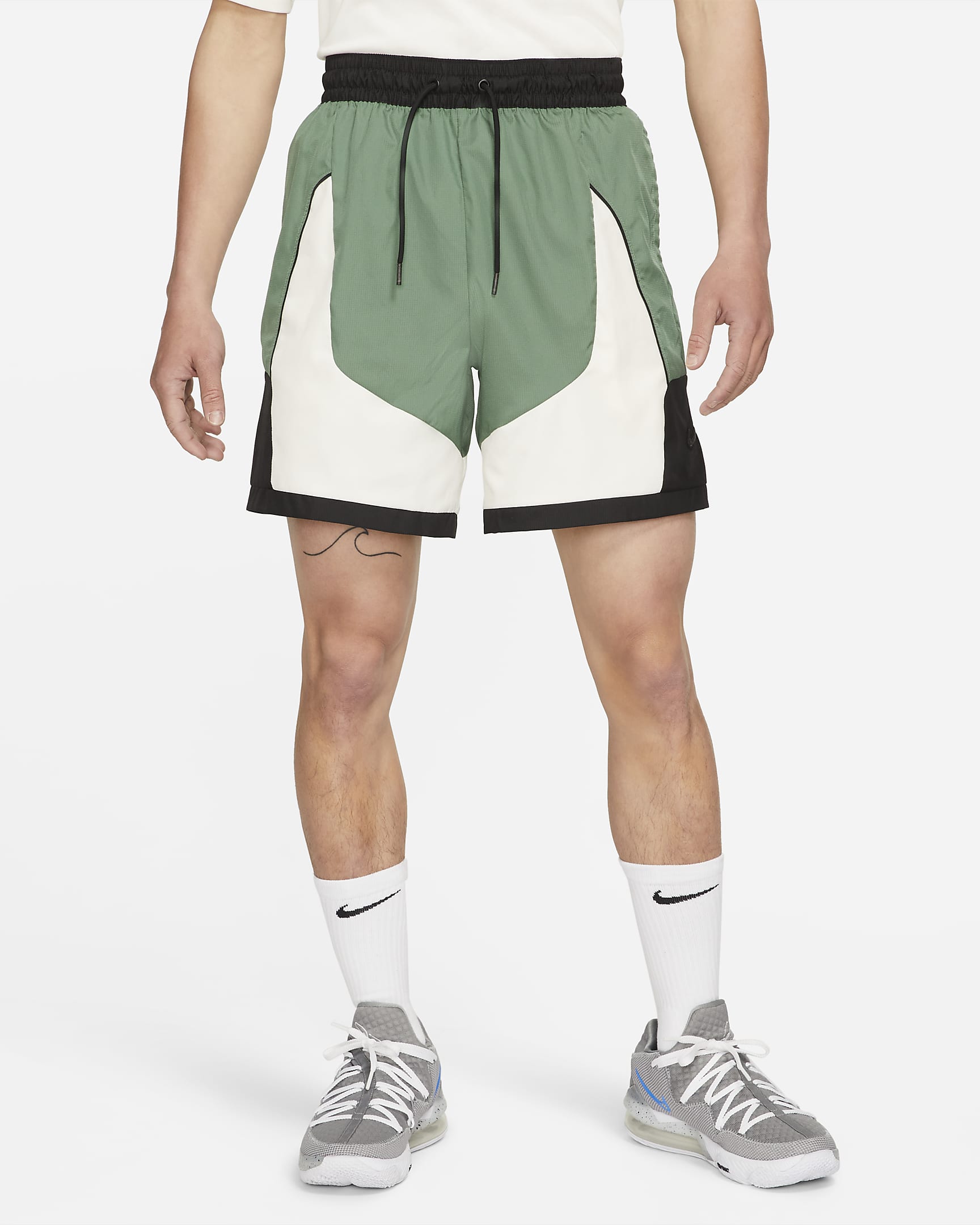 Nike Throwback Men's Basketball Shorts - Dutch Green/Dutch Green/Pale Ivory/Off-Noir