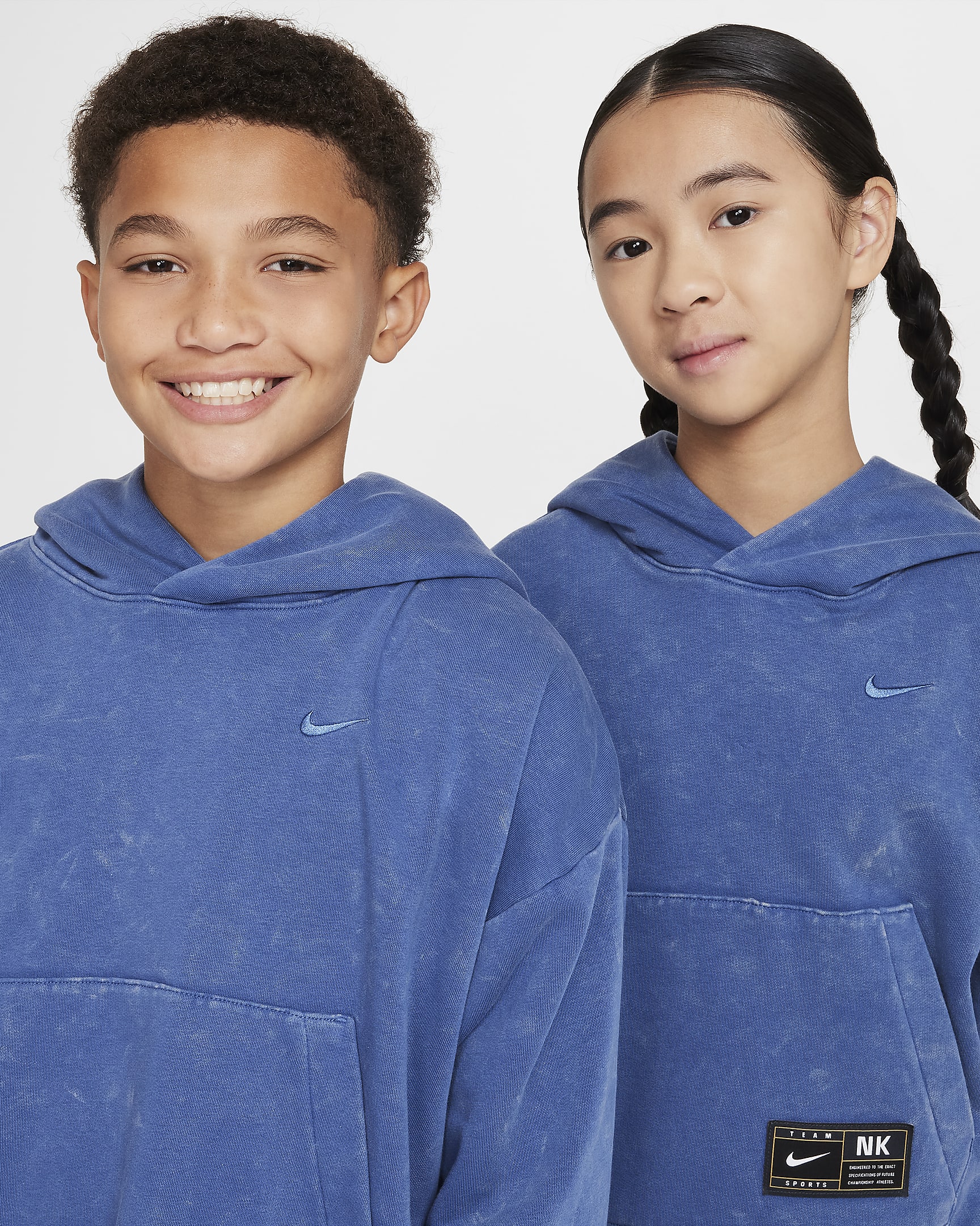 Nike Culture Of Basketball Big Kids' Fleece Pullover Hoodie - Mystic Navy/Denim Turquoise/Mystic Navy