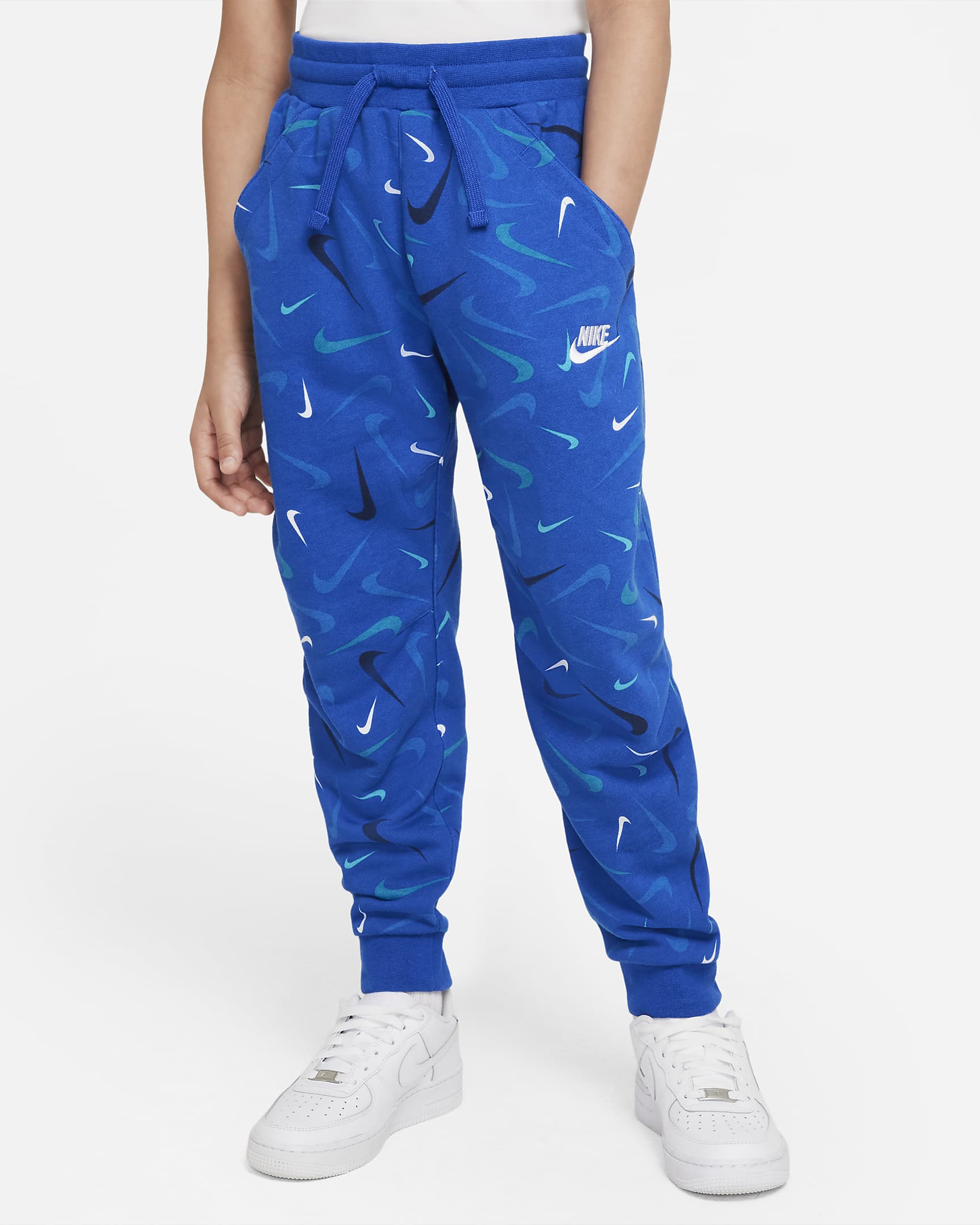 Pantalones de entrenamiento de French Terry estampados para niño talla grande Nike Sportswear Club - Royal juego/Blanco