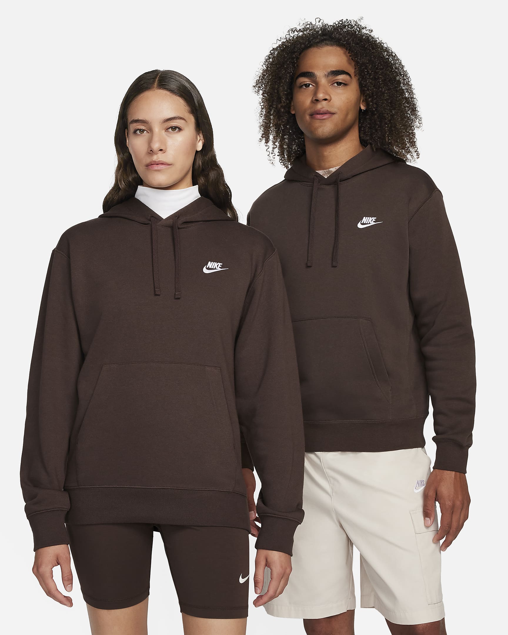 Sweat à capuche Nike Sportswear Club Fleece - Baroque Brown/Baroque Brown/Blanc