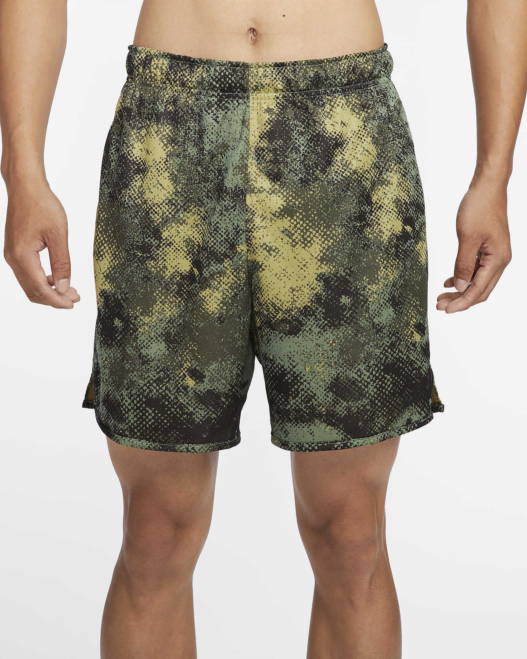 Nike Totality Camo Men's 18cm (approx.) Dri-FIT Unlined Fitness Shorts - Oil Green/Black/Medium Olive/Black