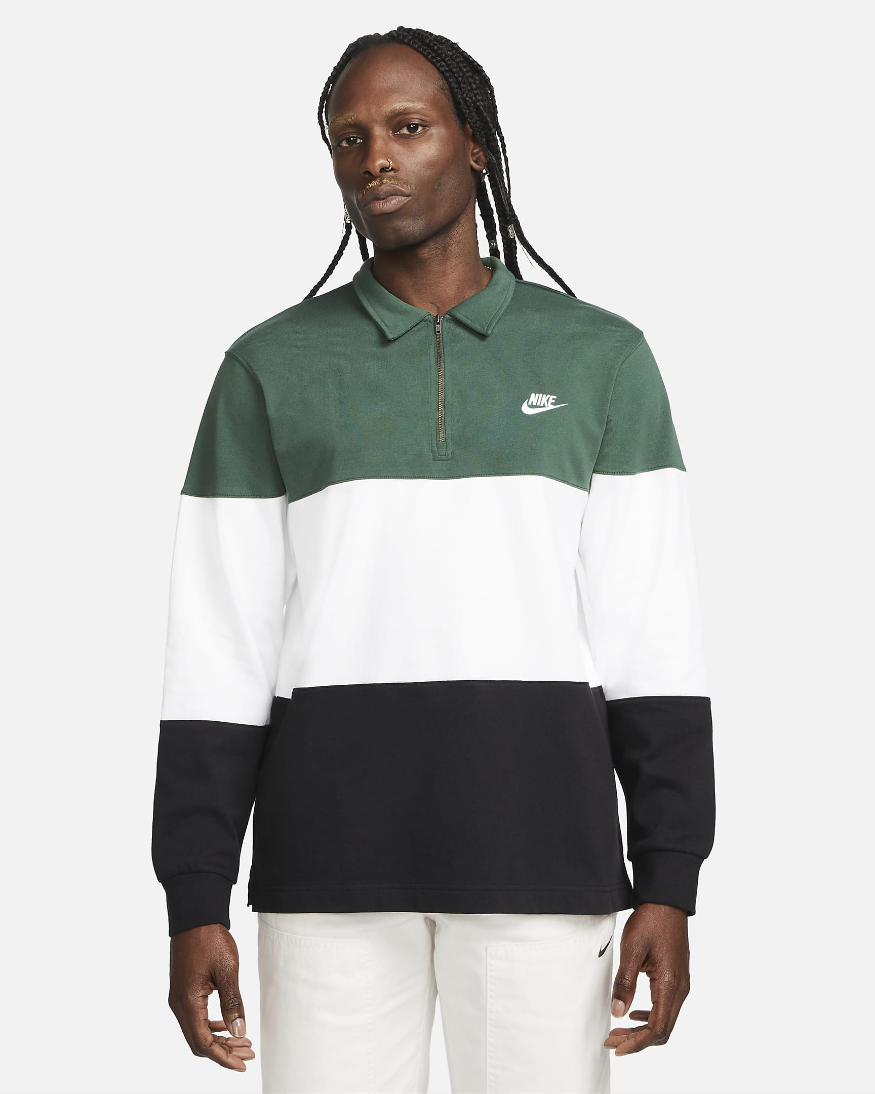 Nike Club Men's Long-Sleeve Top - Fir/White/Black/White