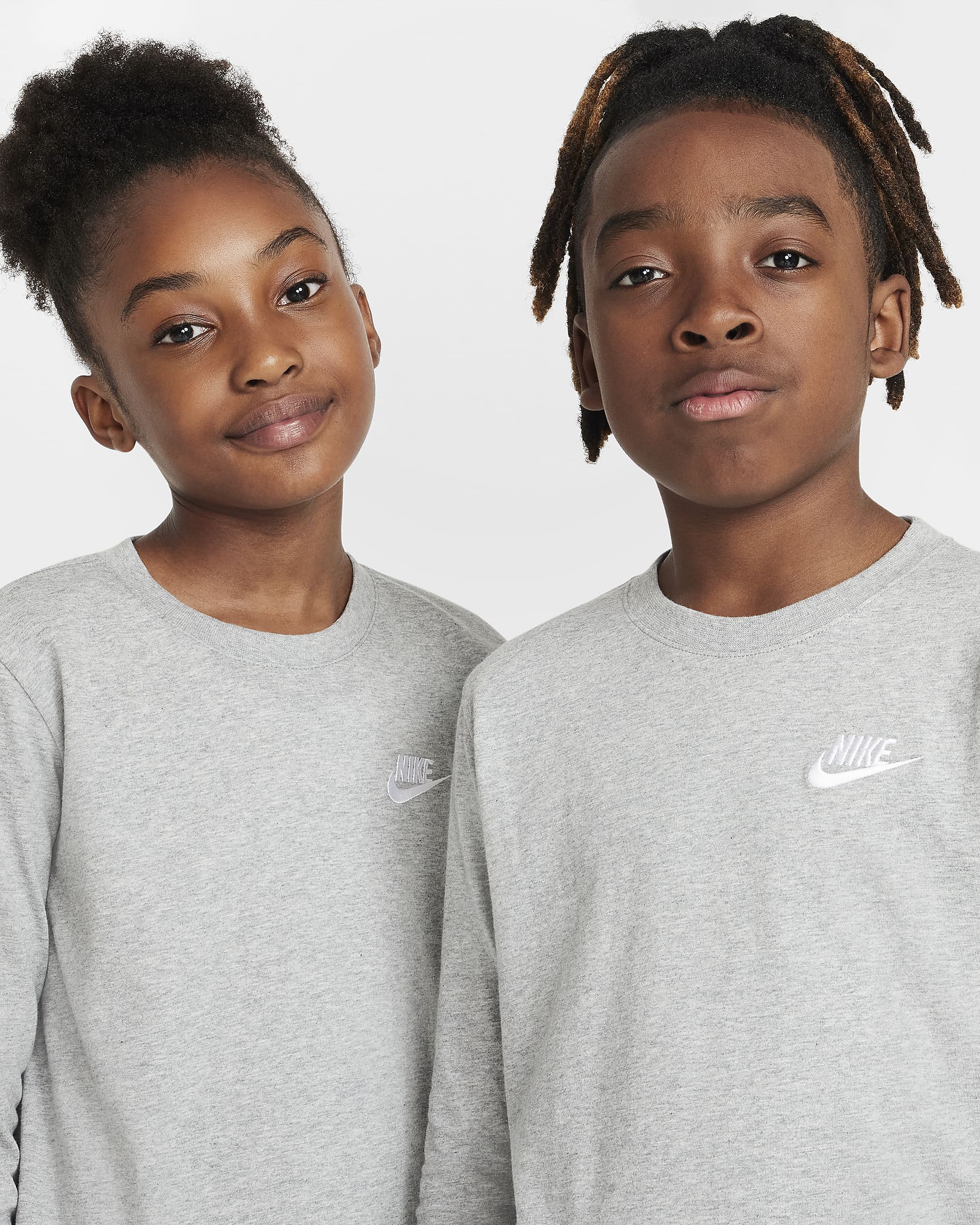 Playera de manga larga para niños grandes Nike Sportswear - Gris oscuro jaspeado