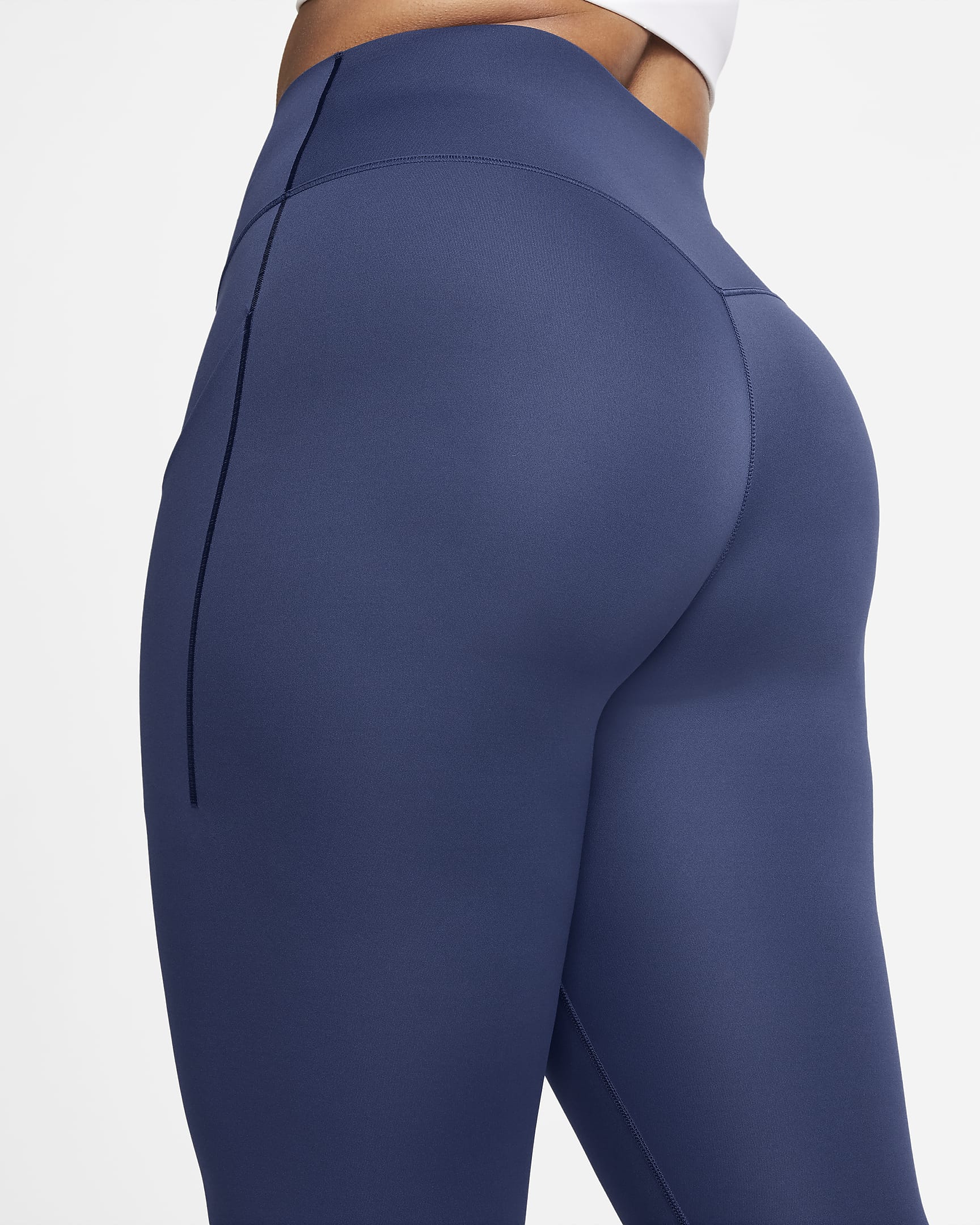 Leggings de 7/8 de tiro alto y sujeción media con bolsillos para mujer Nike Universa - Azul marino medianoche/Negro