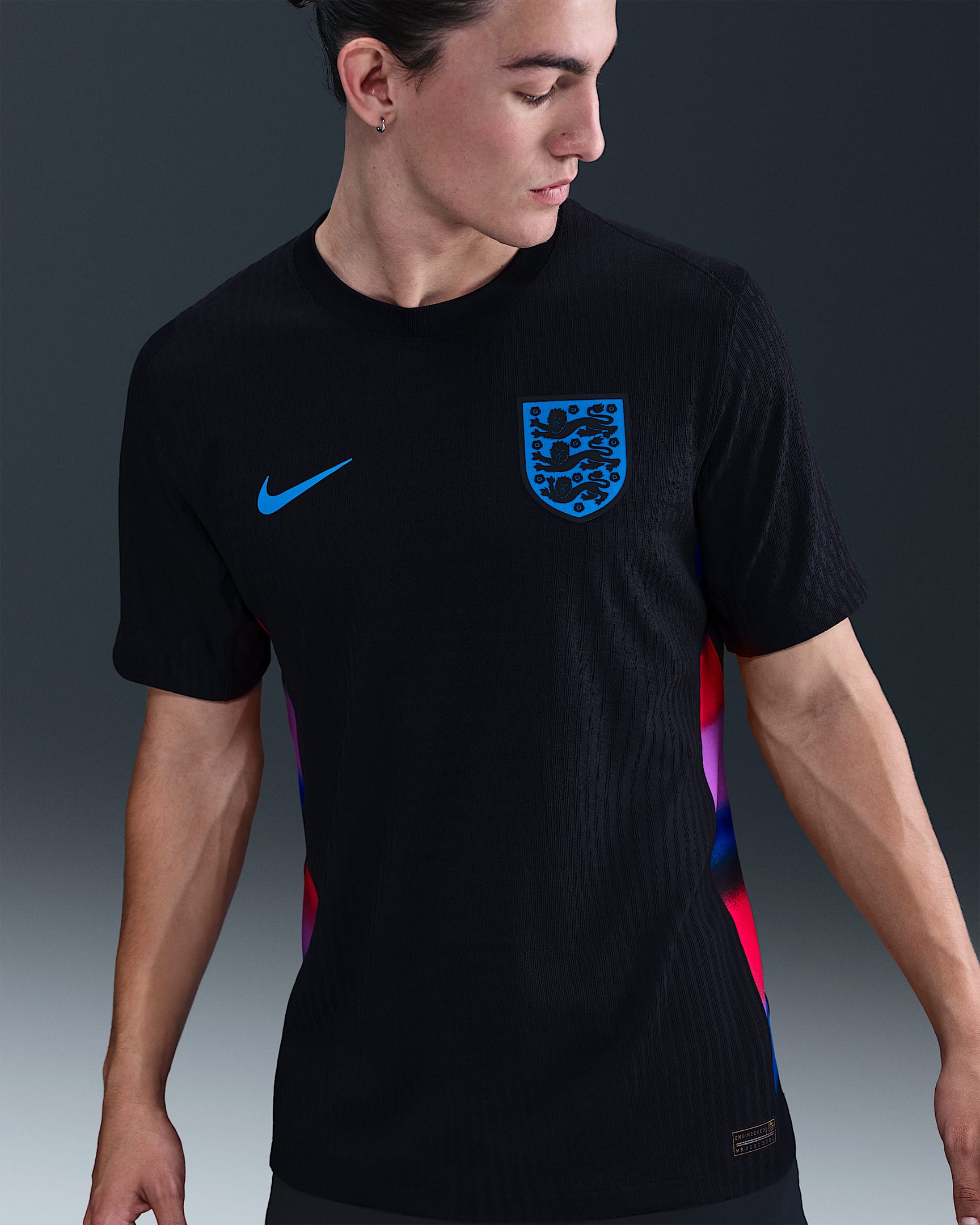 England 2025 Match Away (Women's Team) Men's Nike Dri-FIT ADV Football Authentic Shirt - Black/Light Photo Blue