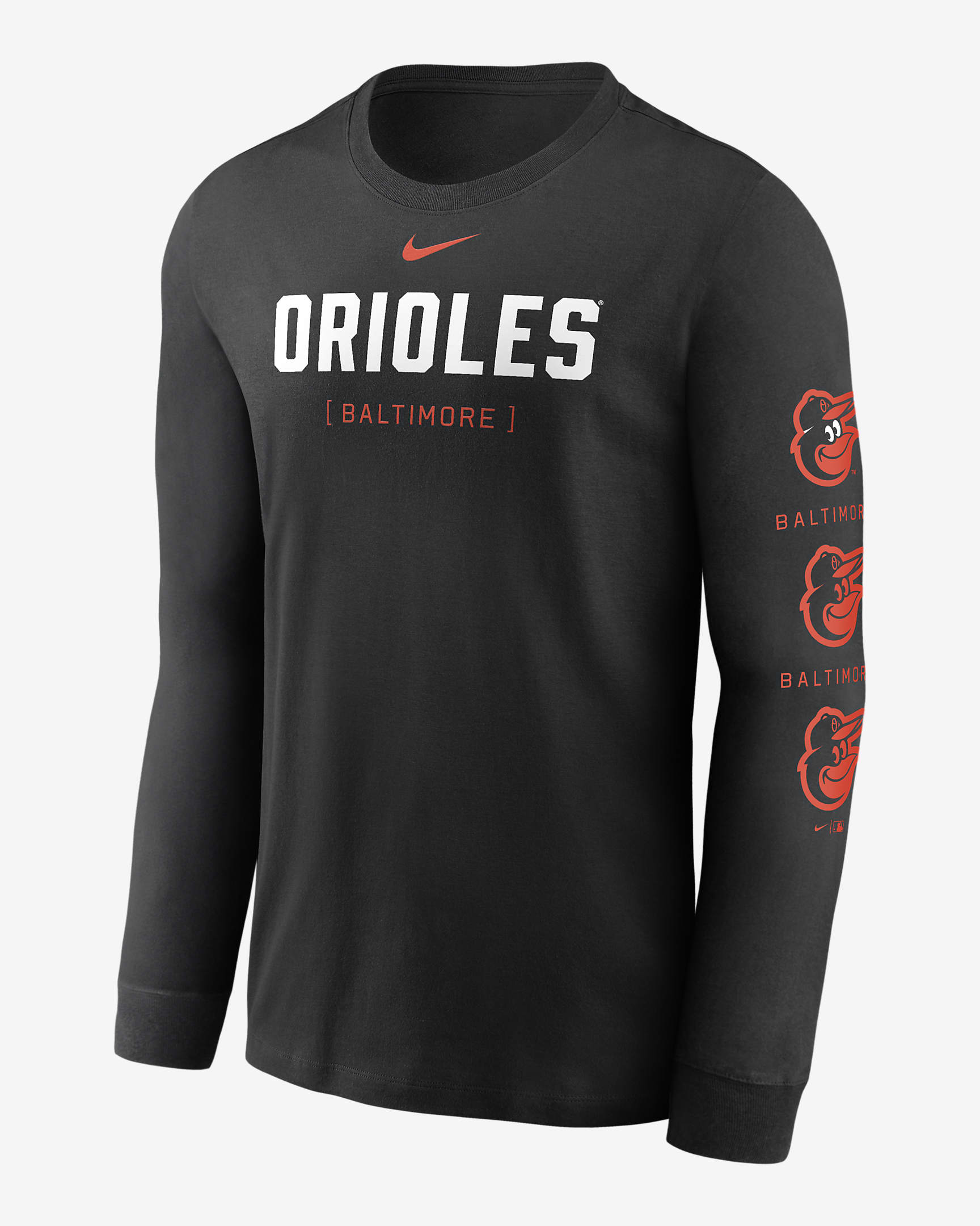 Baltimore Orioles Repeater Men's Nike MLB Long-Sleeve T-Shirt - Black