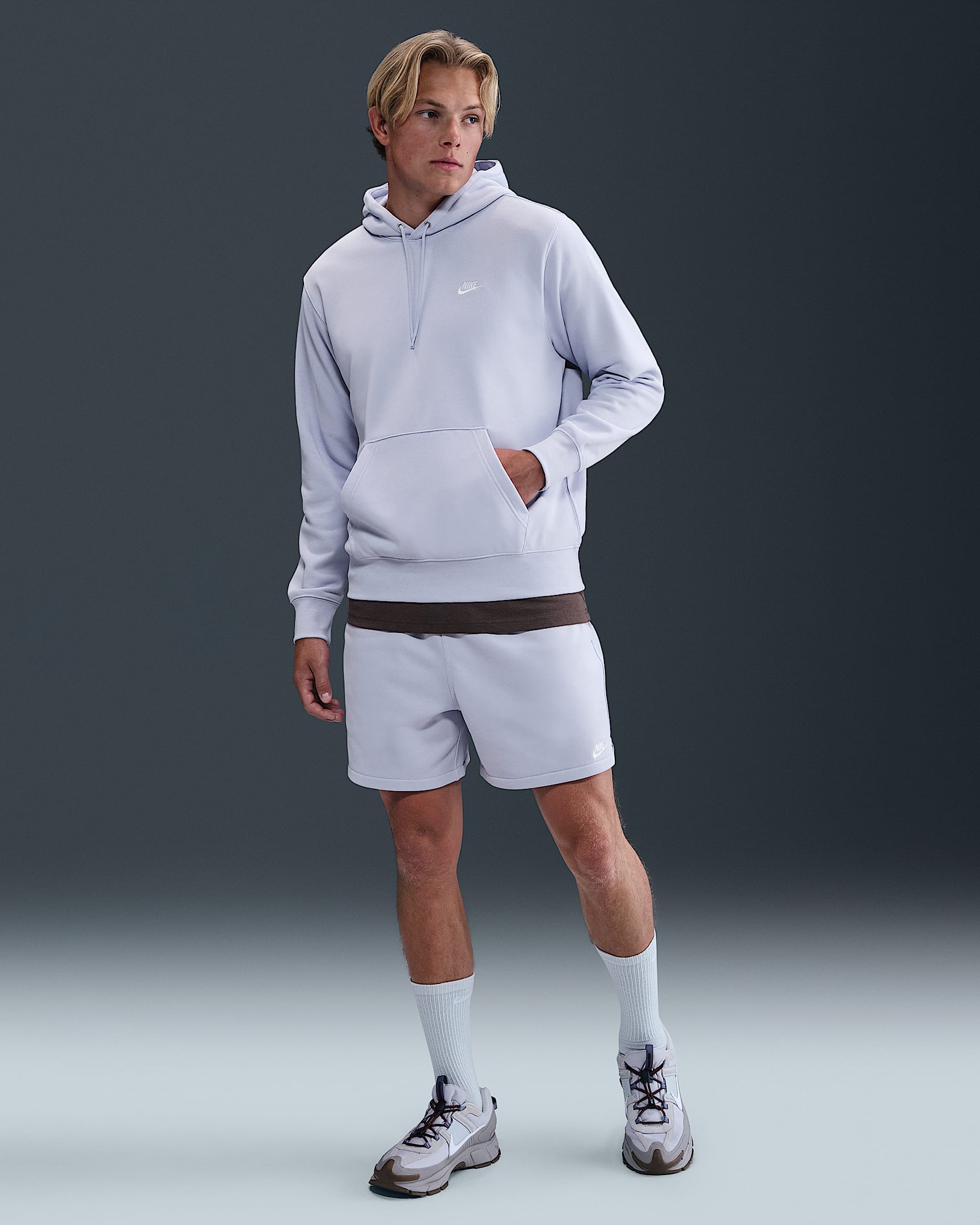 Nike Club Men's French Terry Flow Shorts - Ghost/Ghost/White