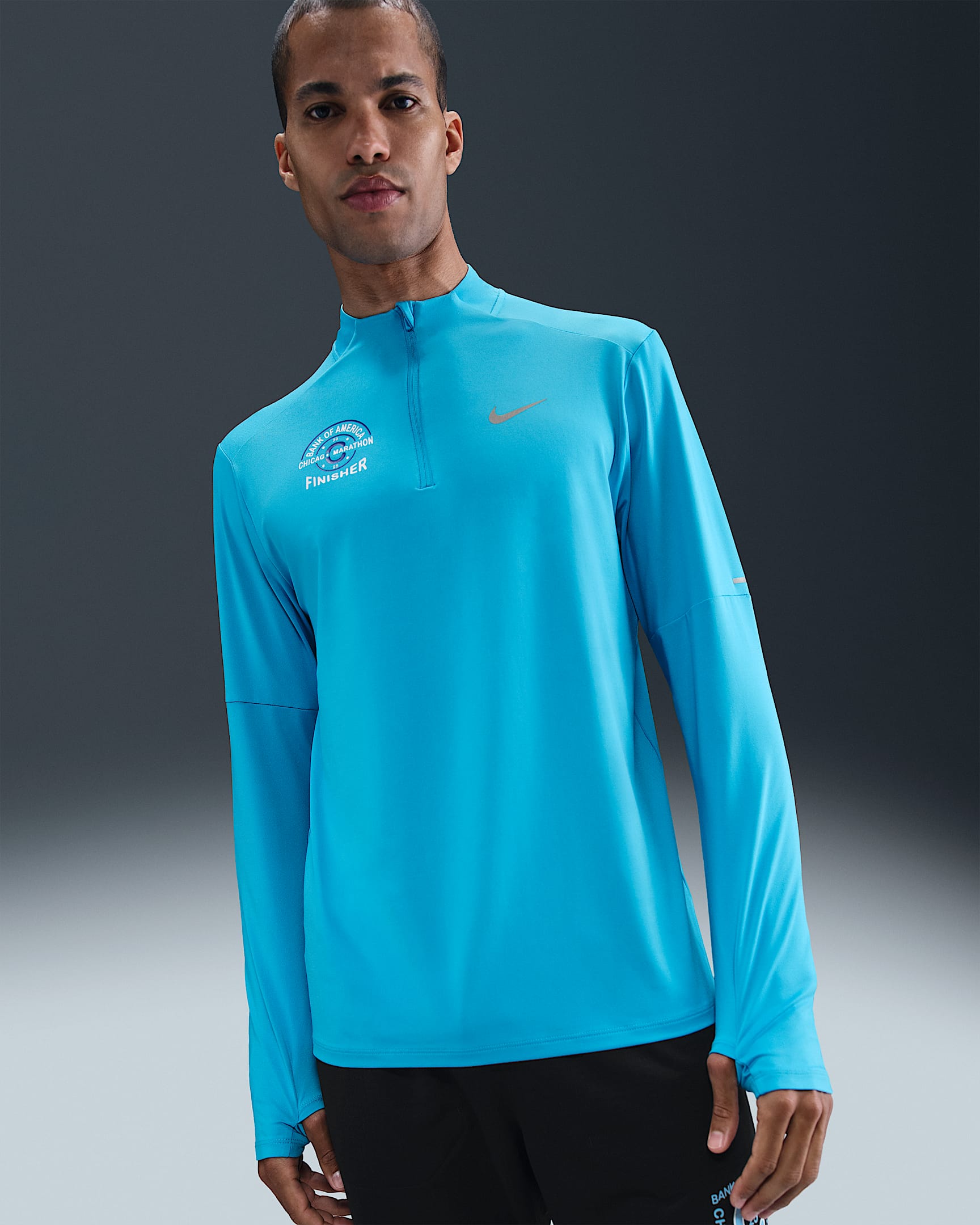 Nike Element Men's Dri-FIT 1/4-Zip Running Top - Light Current Blue/White