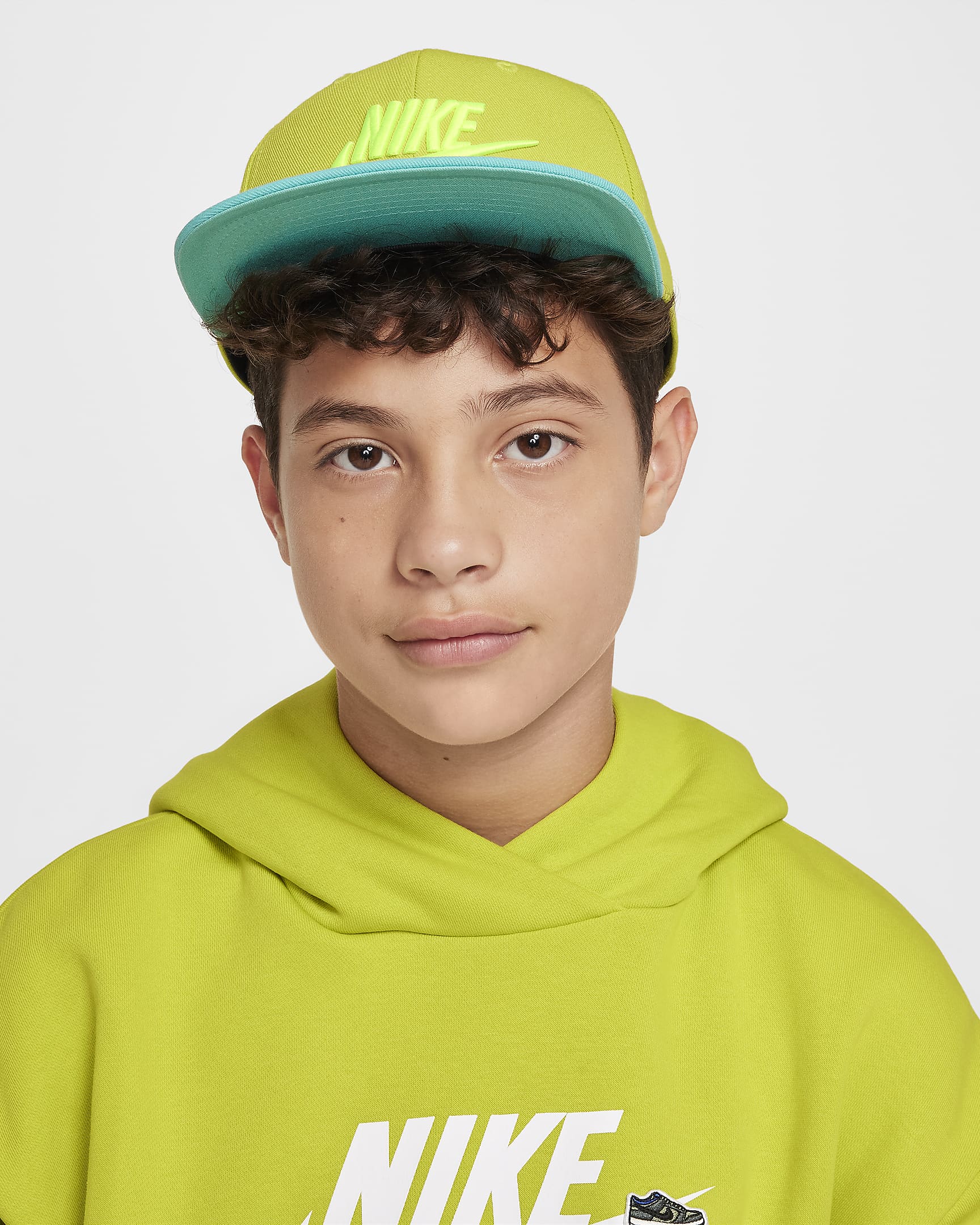 Gorra estructurada Futura para niños Nike Dri-FIT Pro - Cactus brillante/Escarcha verde/Volt