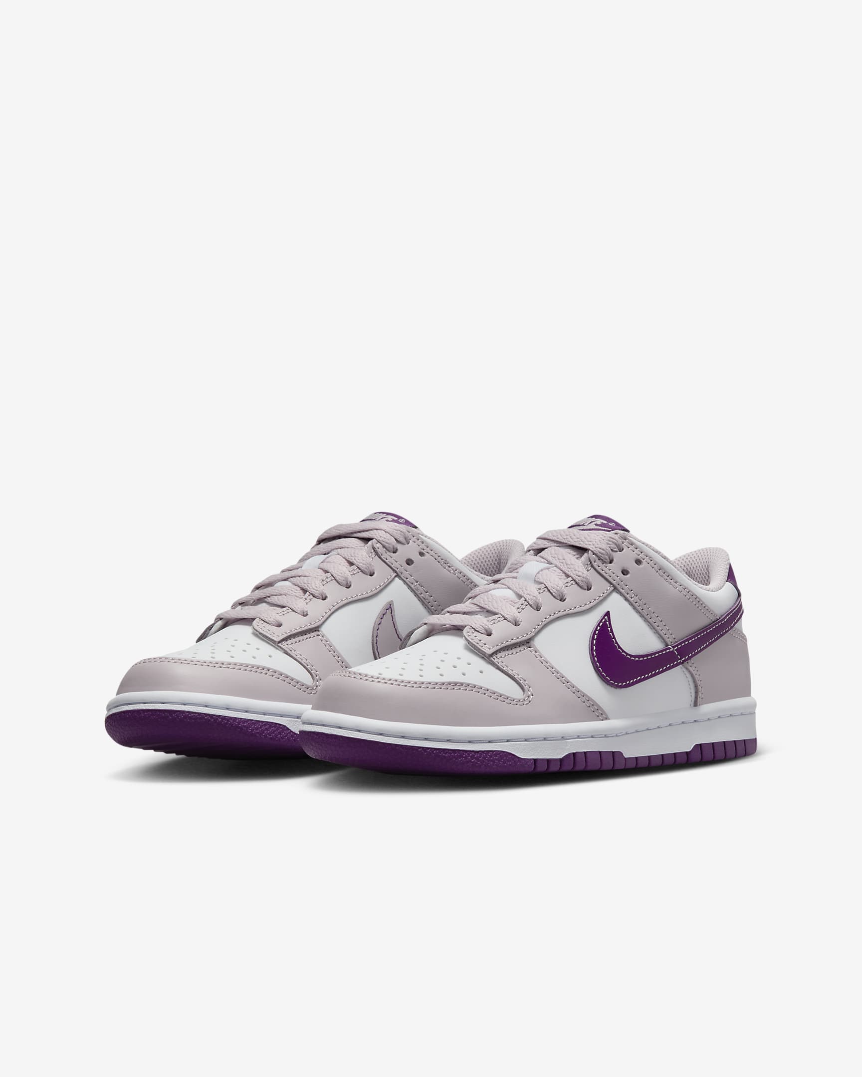 Nike Dunk Low Big Kids' Shoes - White/Platinum Violet/Viotech