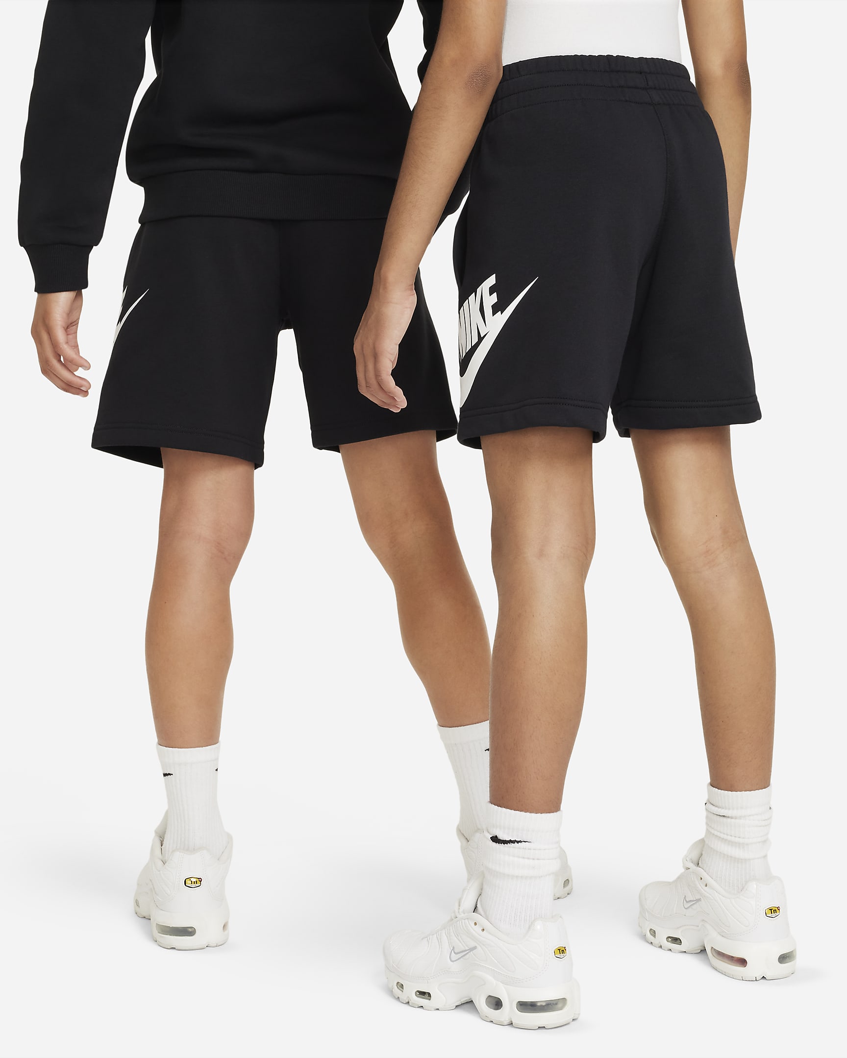 Shorts de French Terry para niños talla grande Nike Sportswear Club Fleece - Negro/Blanco