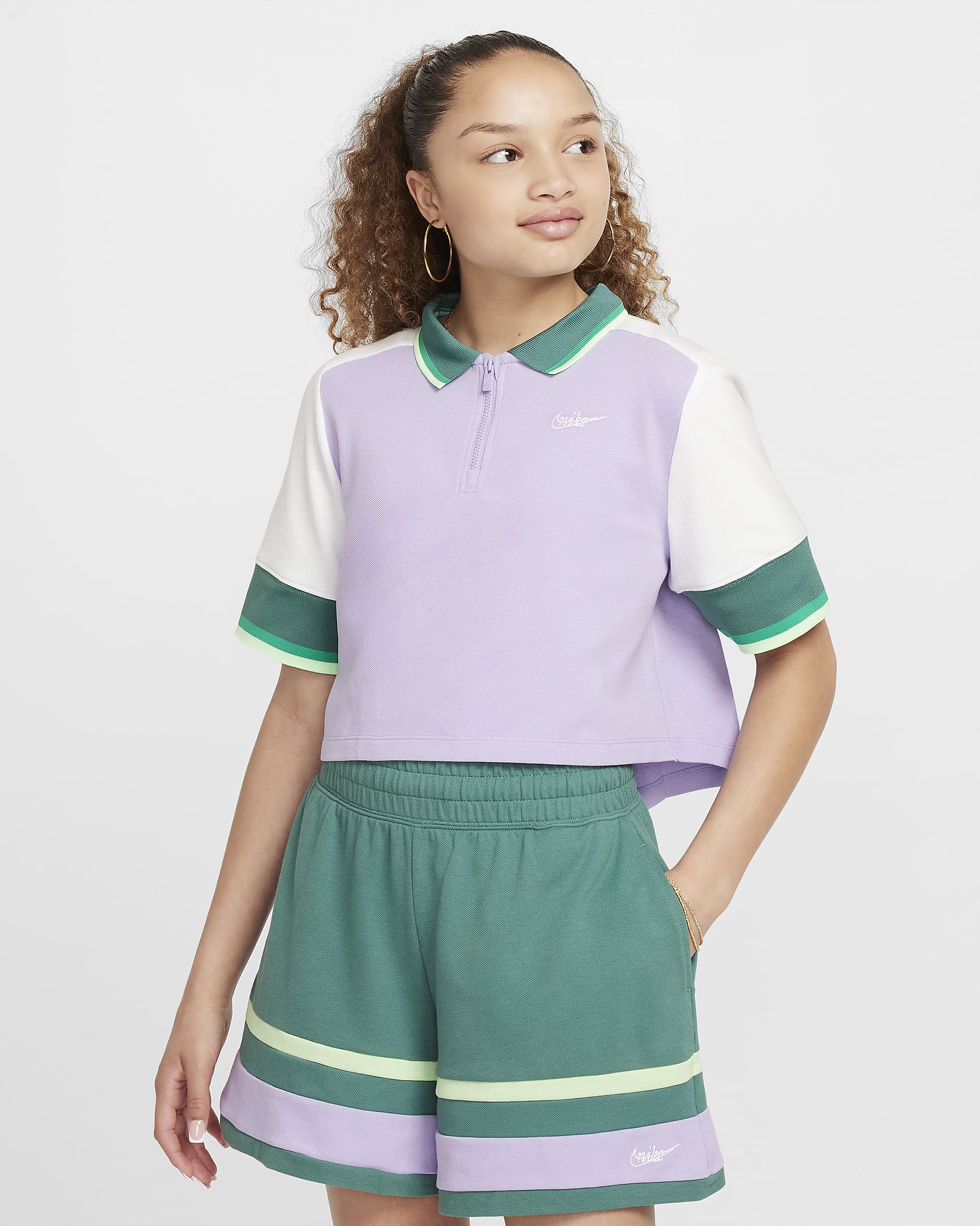 Nike Sportswear Girls' Crop Top - Hydrangeas/White
