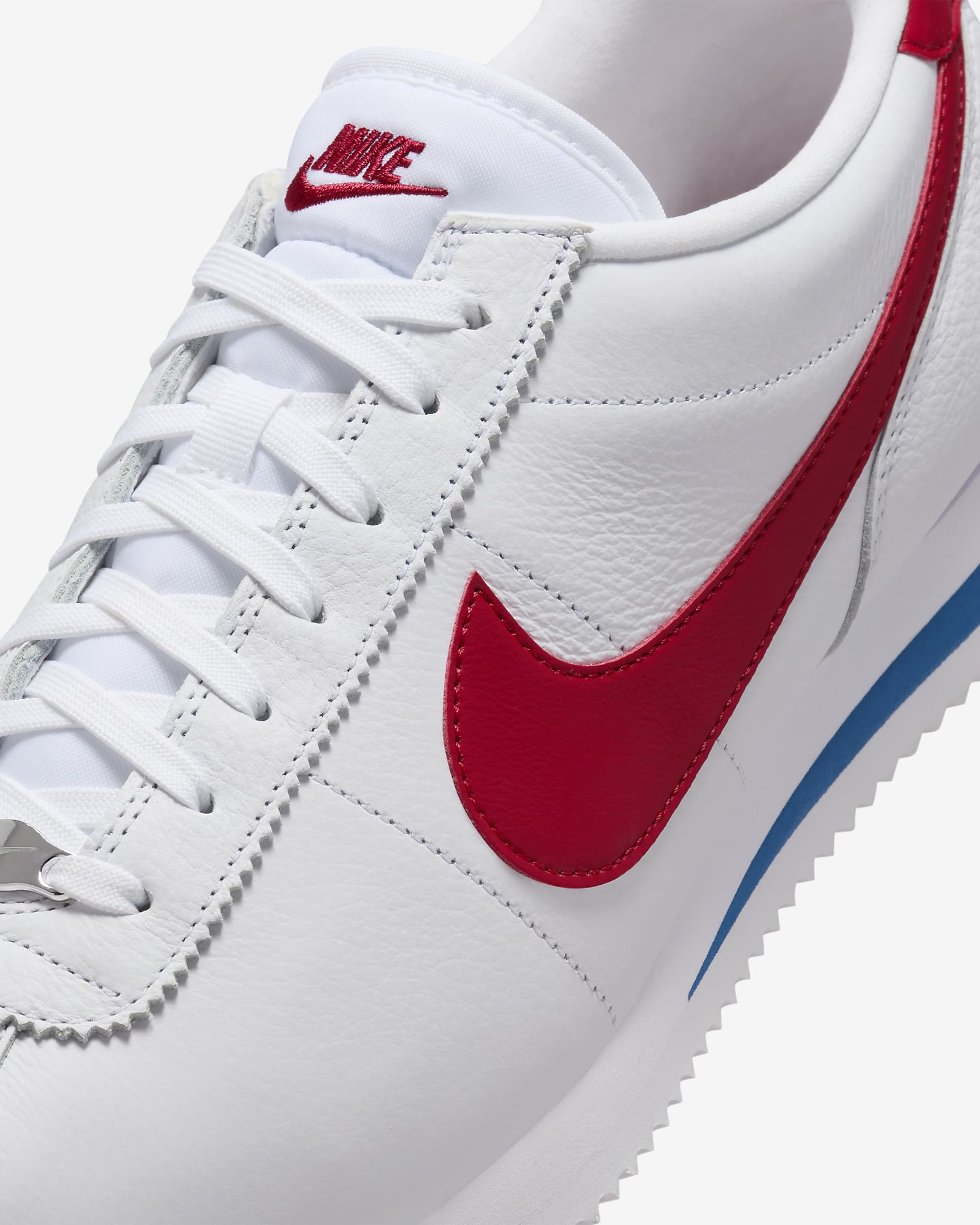 Nike Cortez Leather Men's Shoes - White/Varsity Blue/Metallic Silver/Varsity Red