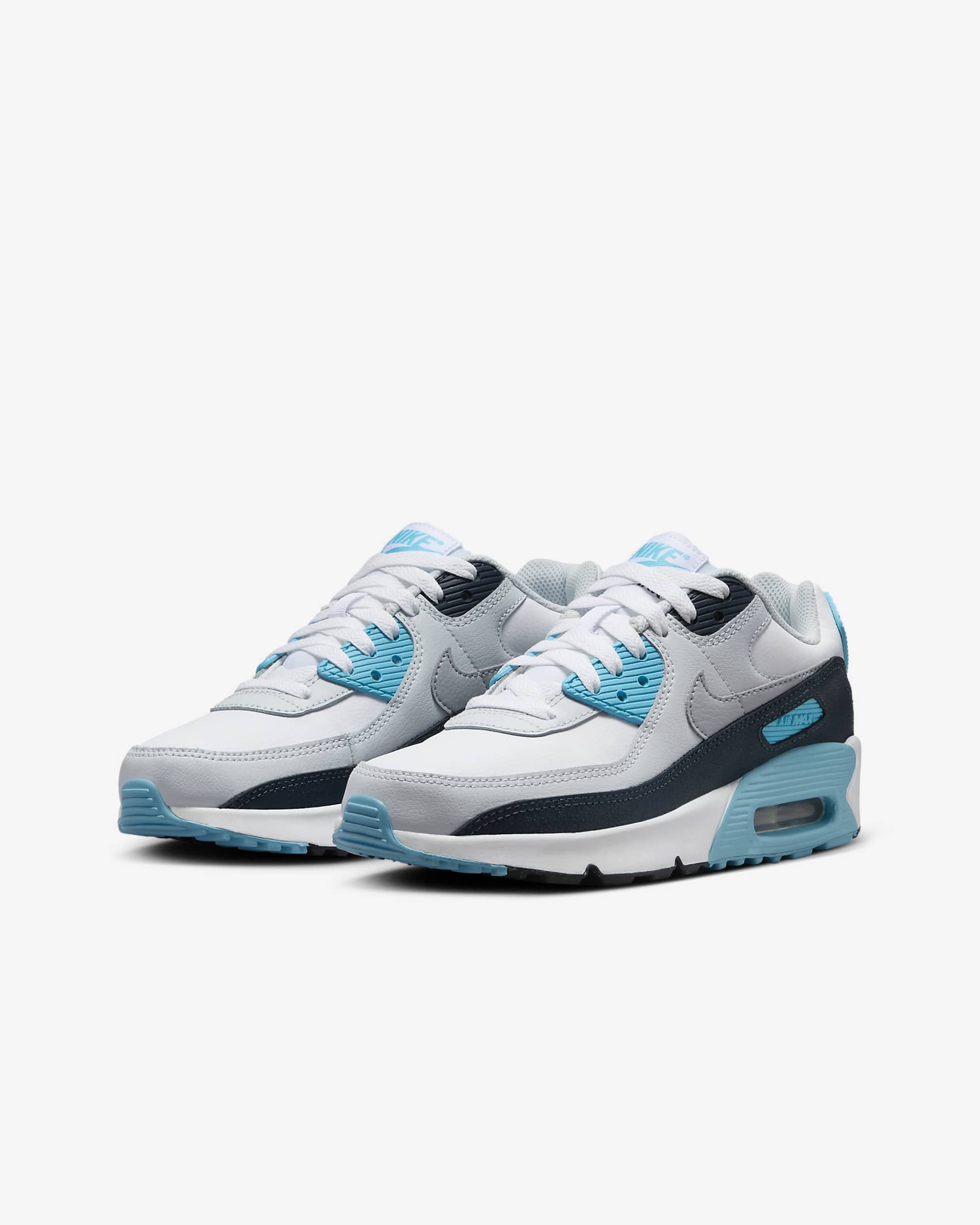 Chaussure Nike Air Max 90 pour ado - Blanc/Baltic Blue/Armory Navy/Wolf Grey