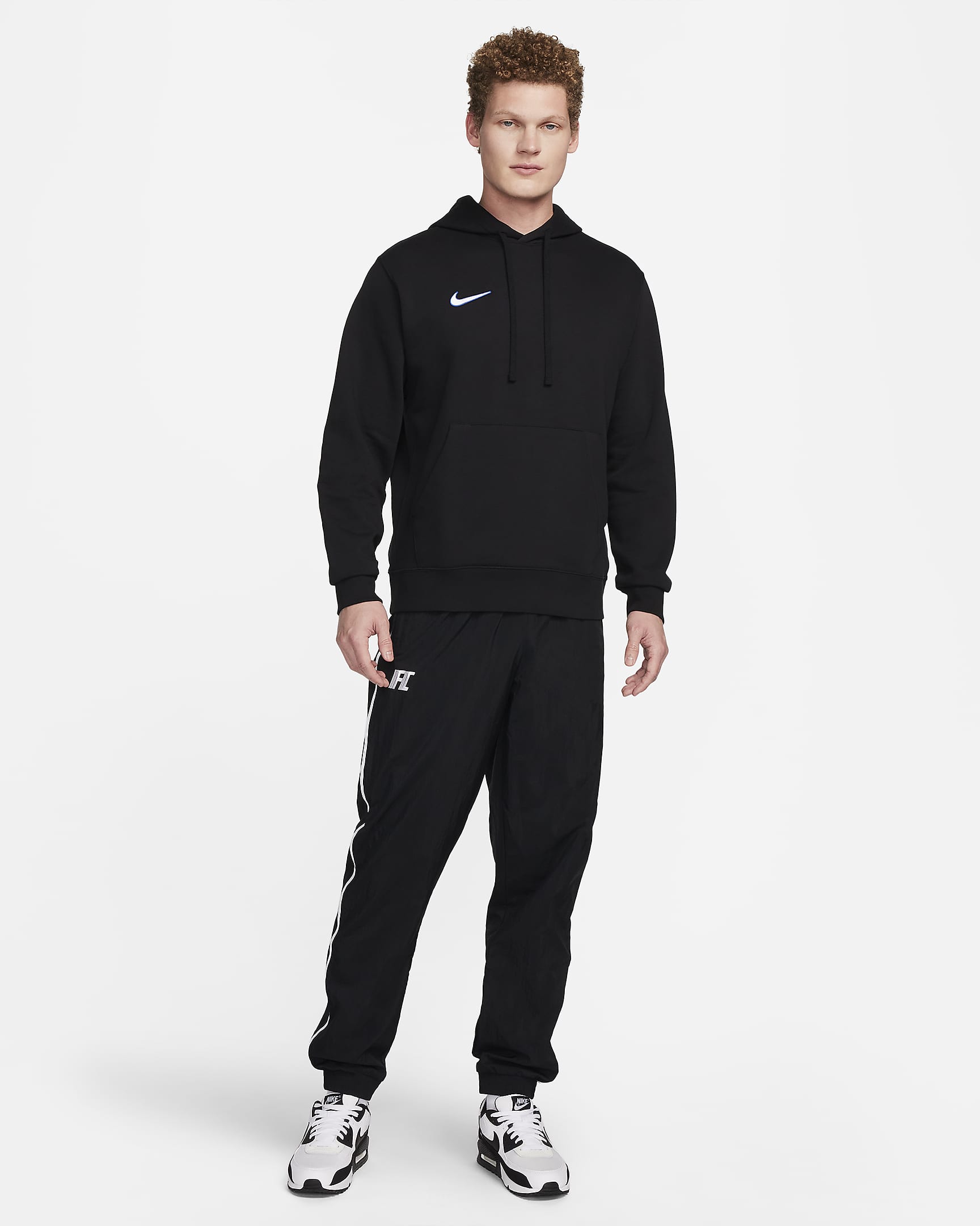 Nike Club Men's Pullover French Terry Soccer Hoodie - Black/White